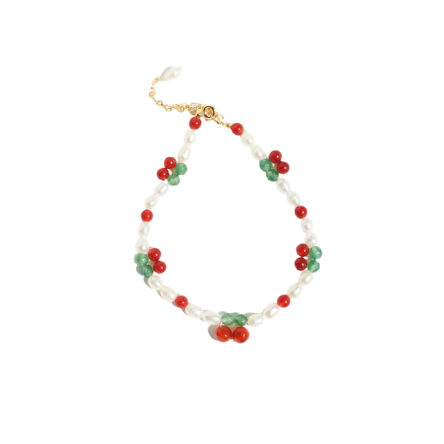 I'mmany London Women's Cherry Pie Gemstone & Freshwater Pearl Bracelet - Red