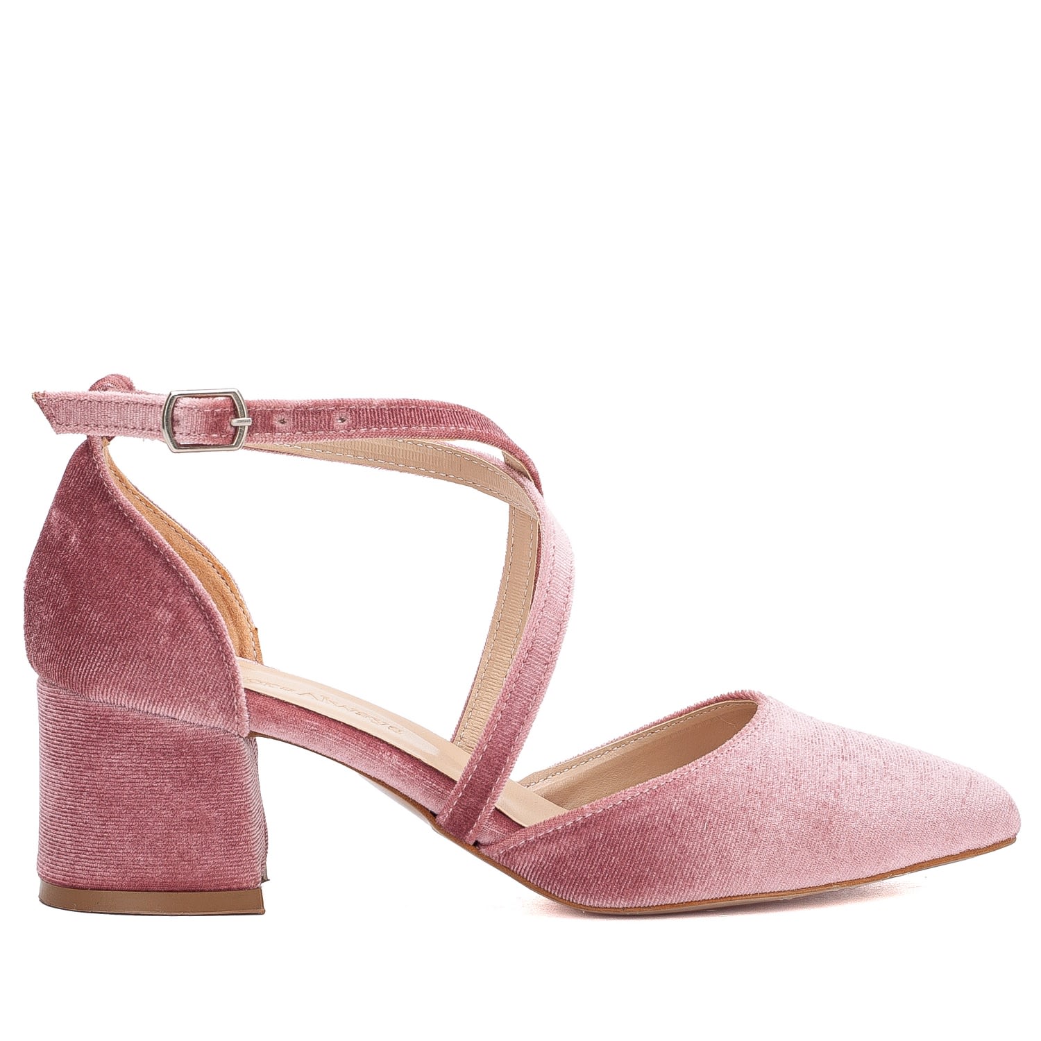 Forever & Always Shoes Women's Rose Gold Dolly - Rose Velvet Low Heels In Rose Gold