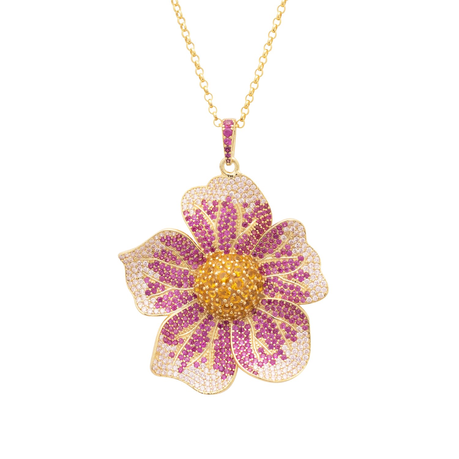 Women’s Pansy Pink Necklace Gold Latelita