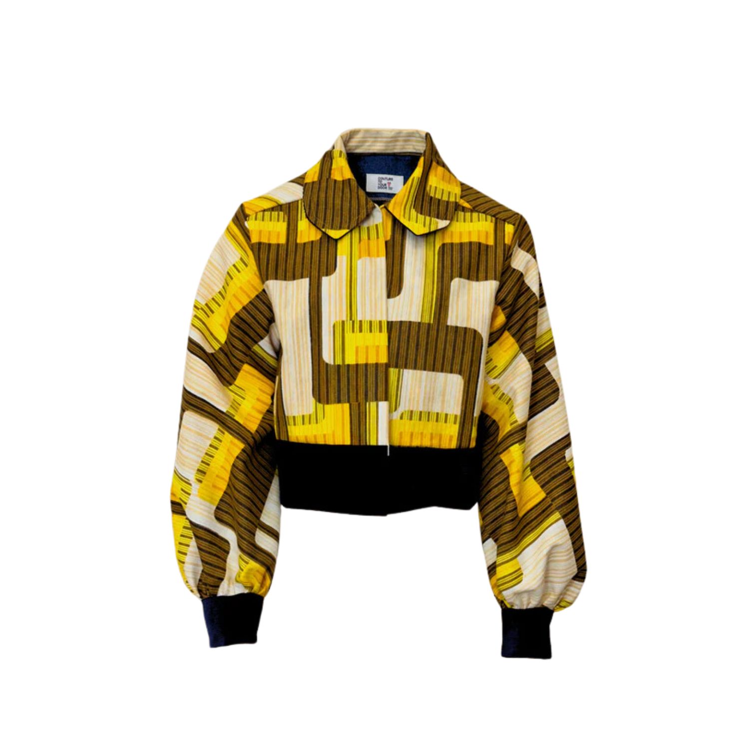 Women's Gold / Brown Geometric Seventies Denim Jacket | Medium | Couture to Your Door