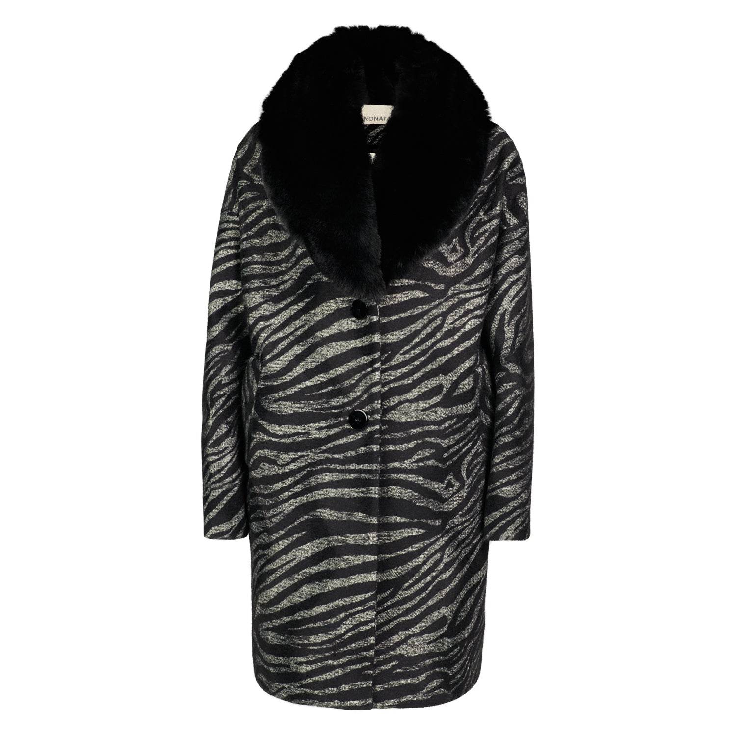 N'onat Women's Grey / Black Zebra Chic Vegan Coat In Multi