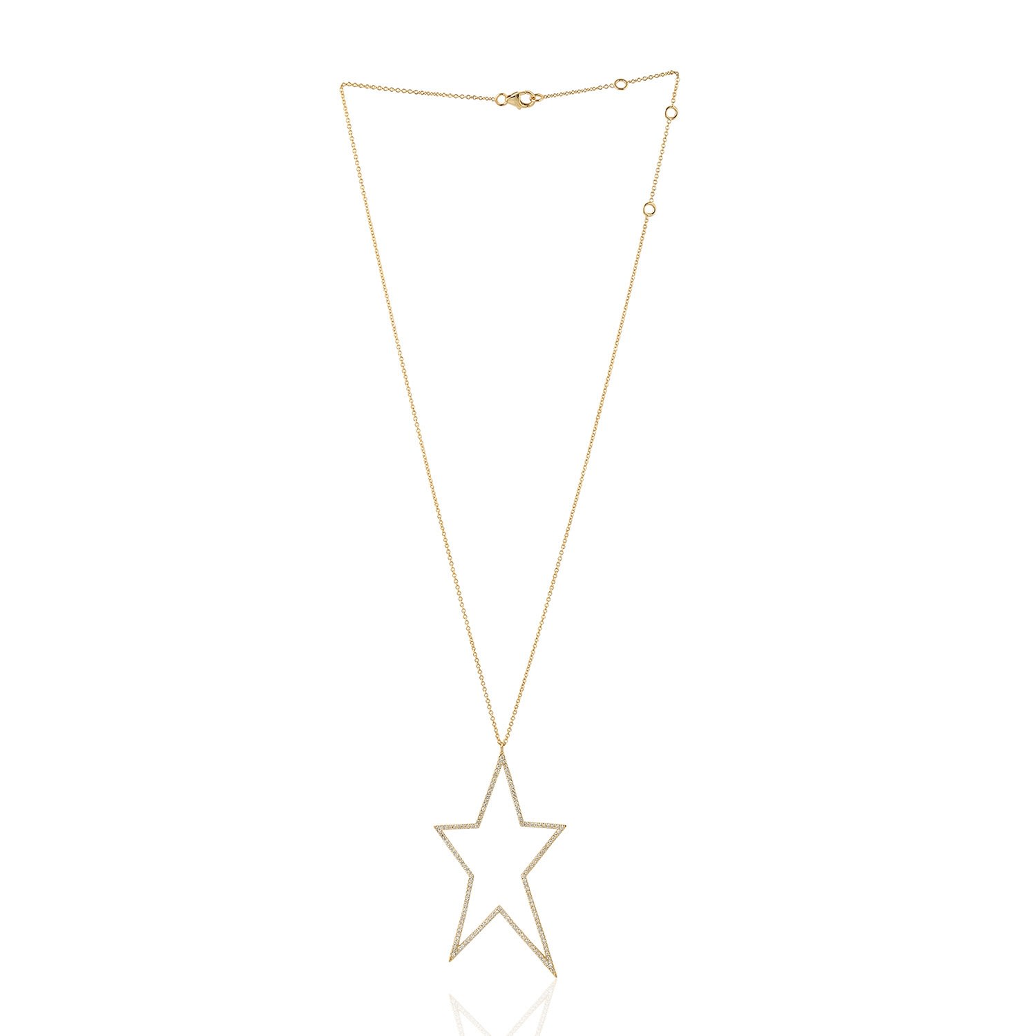 Women’s Natural Diamond Star Pendant Necklace 14K Yellow Gold Jewelry Artisan