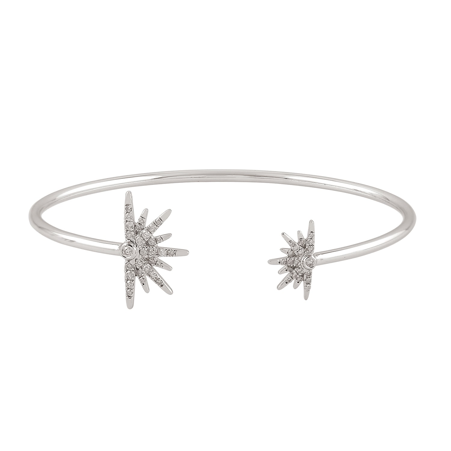 Artisan Women's Natural Diamond Starburst Cuff Bracelet In 14k White Gold