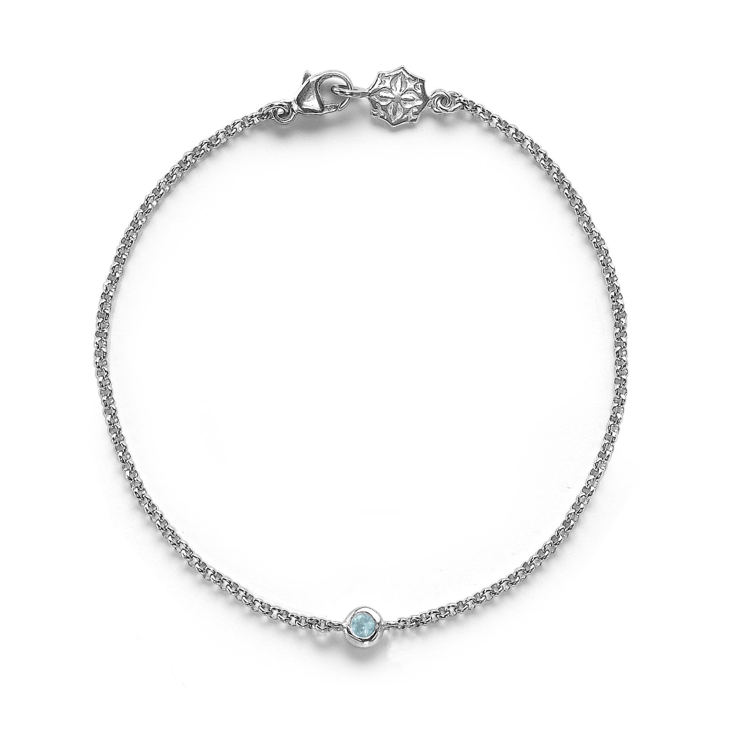 Dower & Hall Women's Single Aquamarine Dewdrop Chain Bracelet In Sterling Silver In Metallic