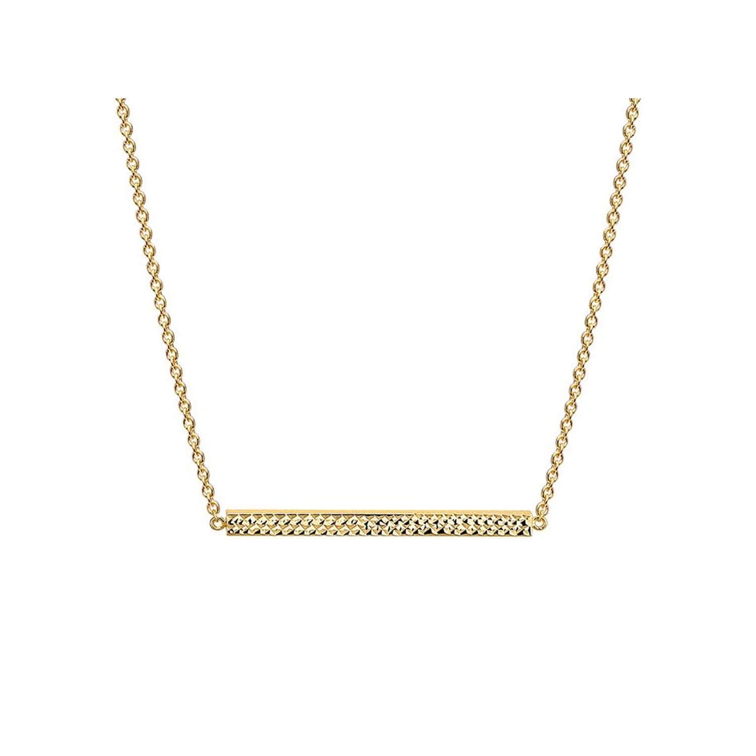 Gold & Honey Women's Gold Diamond Cut Bar Necklace
