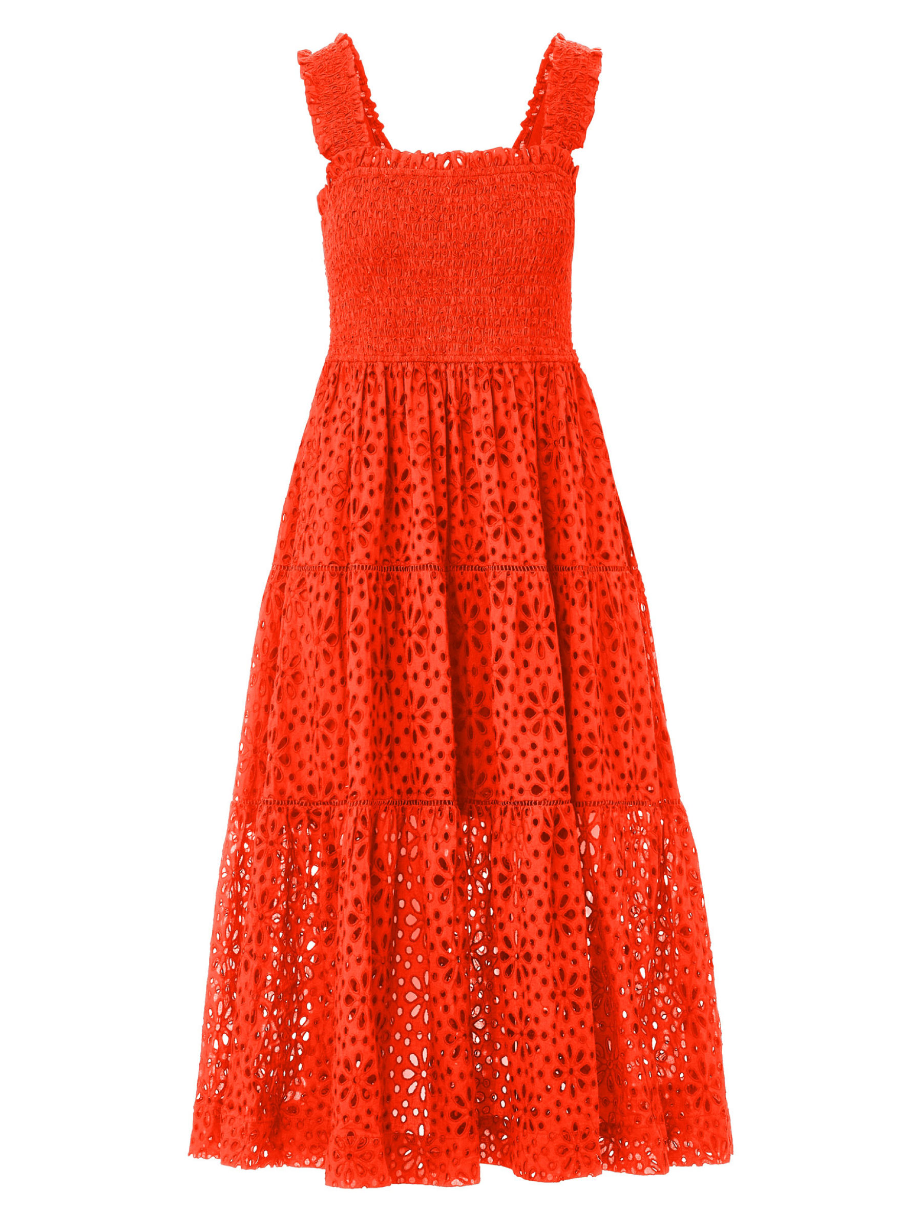 Change Of Scenery Women's Yellow / Orange Kristen Dress In Flame Seaside Eyelet In Yellow/orange