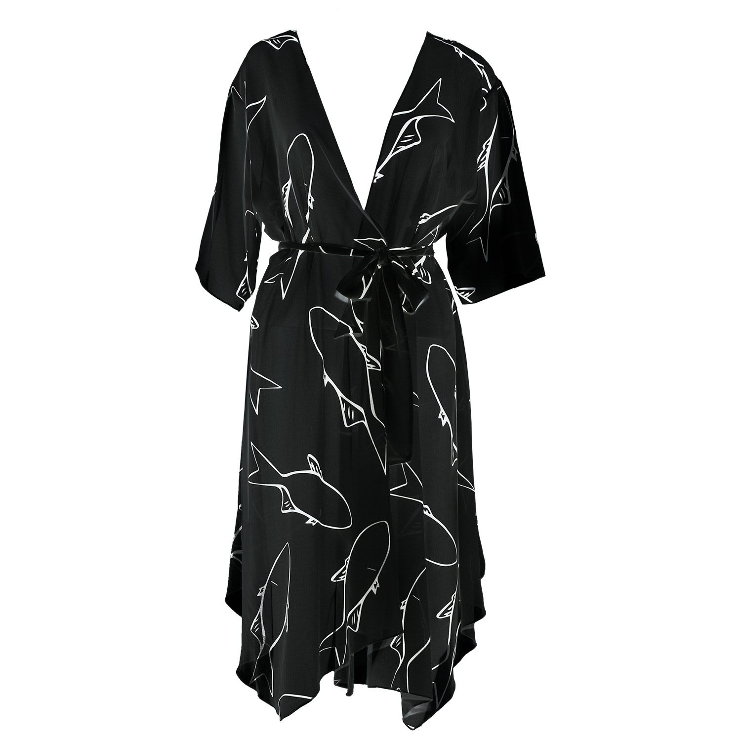 Women’s Aulala X Lorieux Art Inspired Kimono - Monaco - Black One Size Aulala Paris