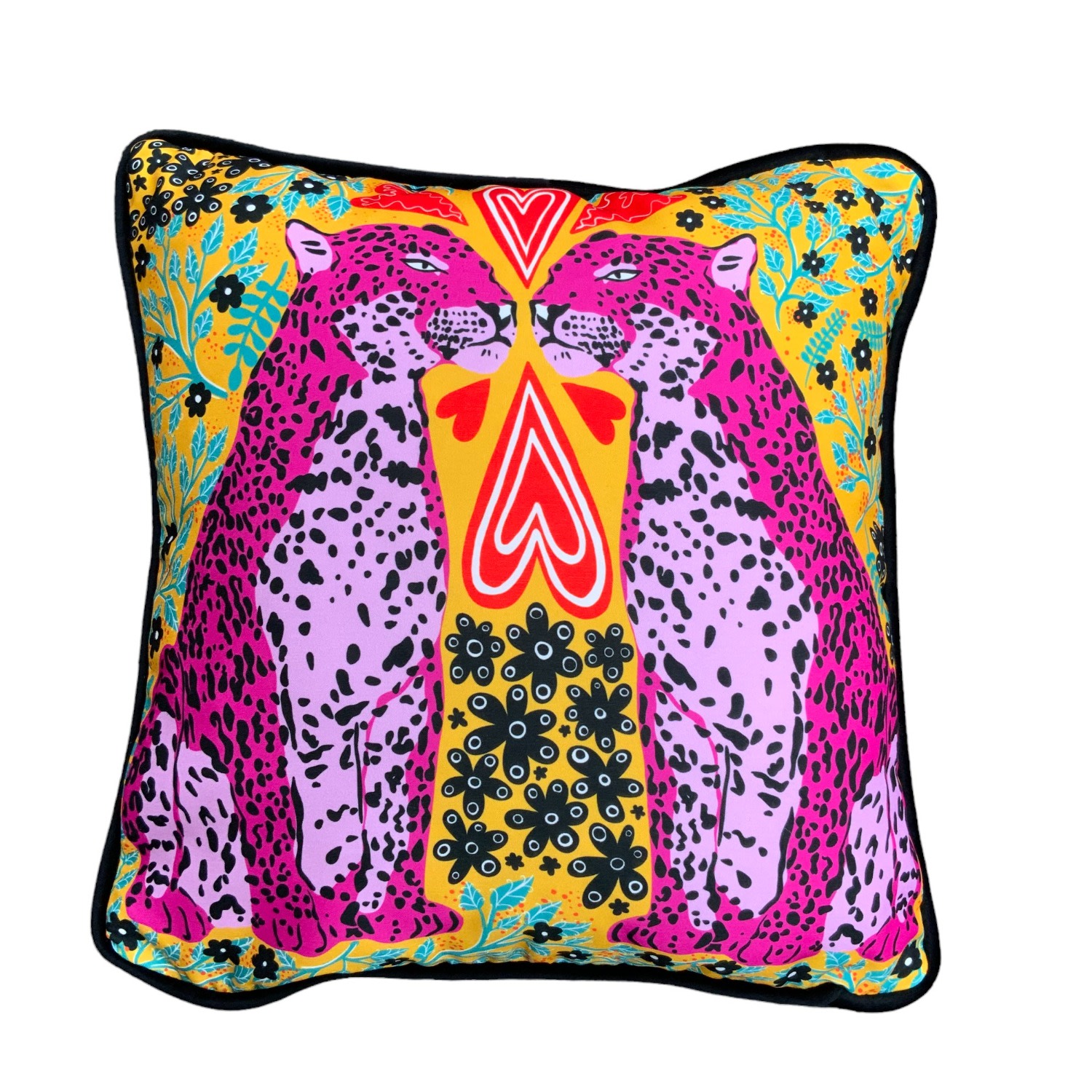 Yellow / Orange Yellow Leopards Cushion One Size The Neighbourhood Threat