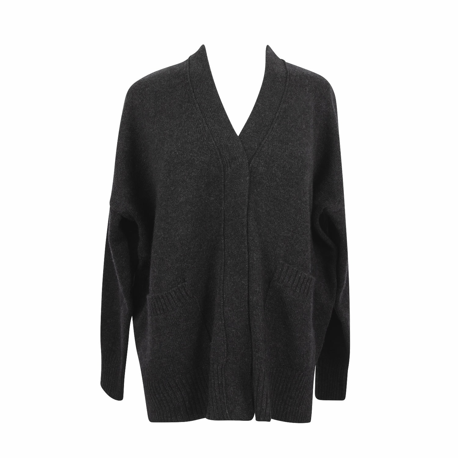 Women’s The Emma Cashmere V-Neck Cardigan In Dark Grey M/L Caz Studio