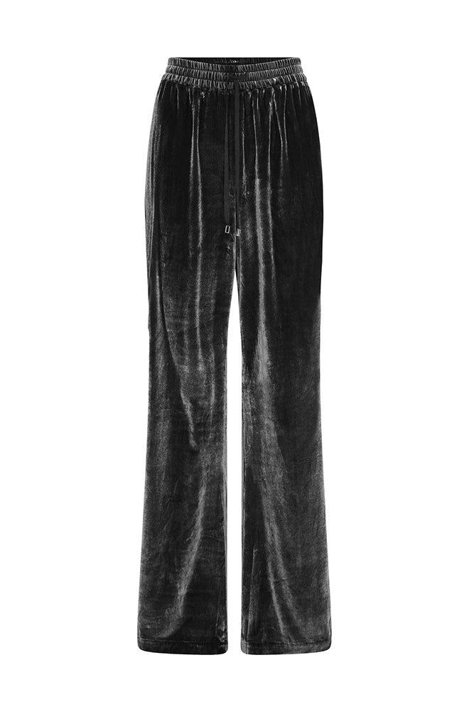 Women’s Velvet Drawstring Pants Black Medium Silk Laundry