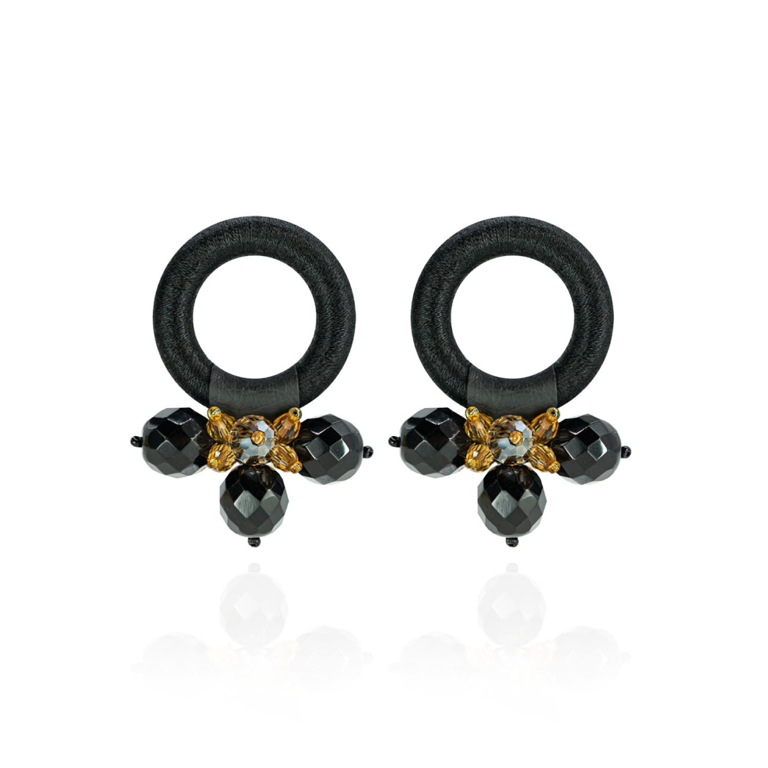 Women’s Black / Gold Saulė Earrings In Citrine Noir Saule Label