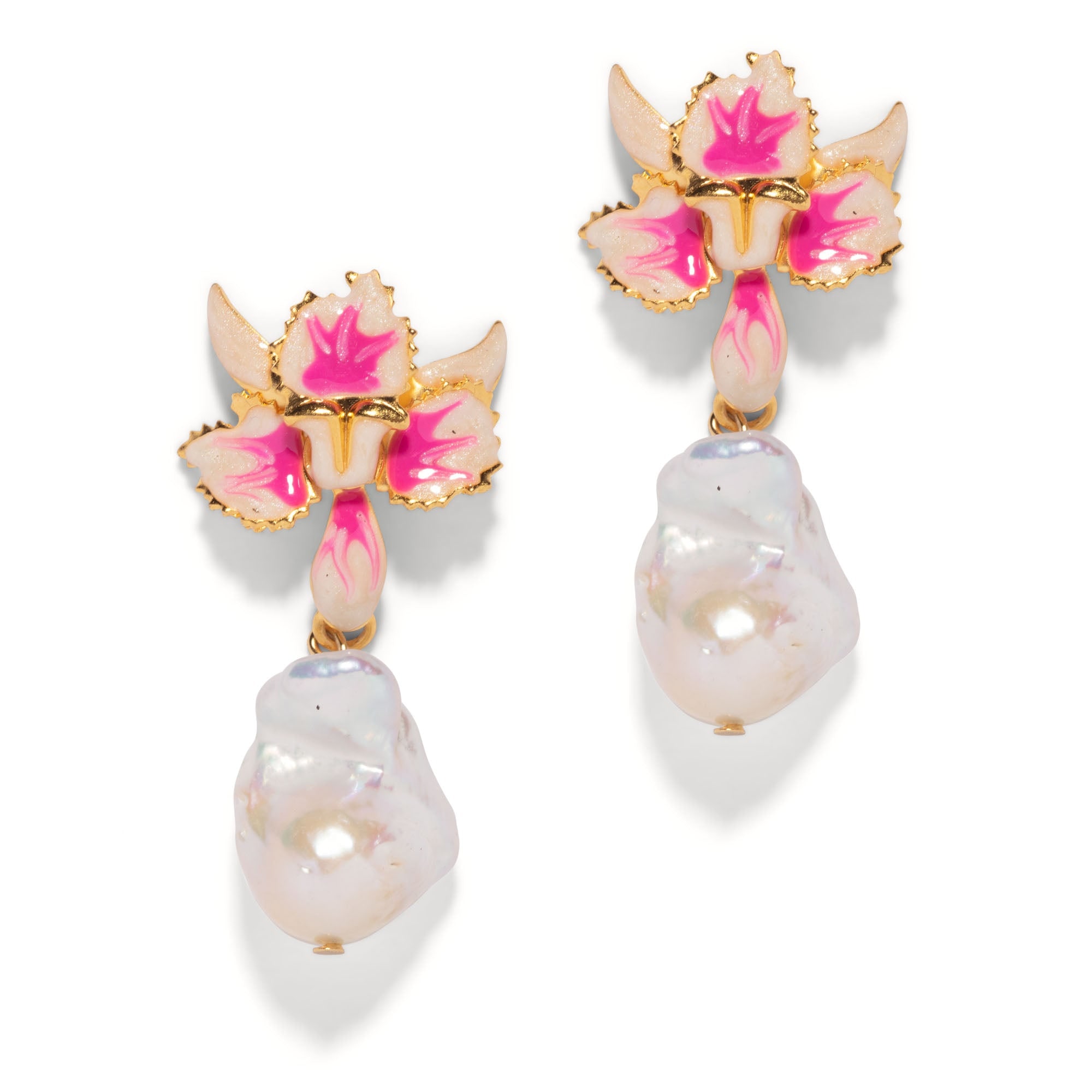 The Pink Reef Women's Pink / Purple  Tiny Magenta Orchid With Baroque Pearl