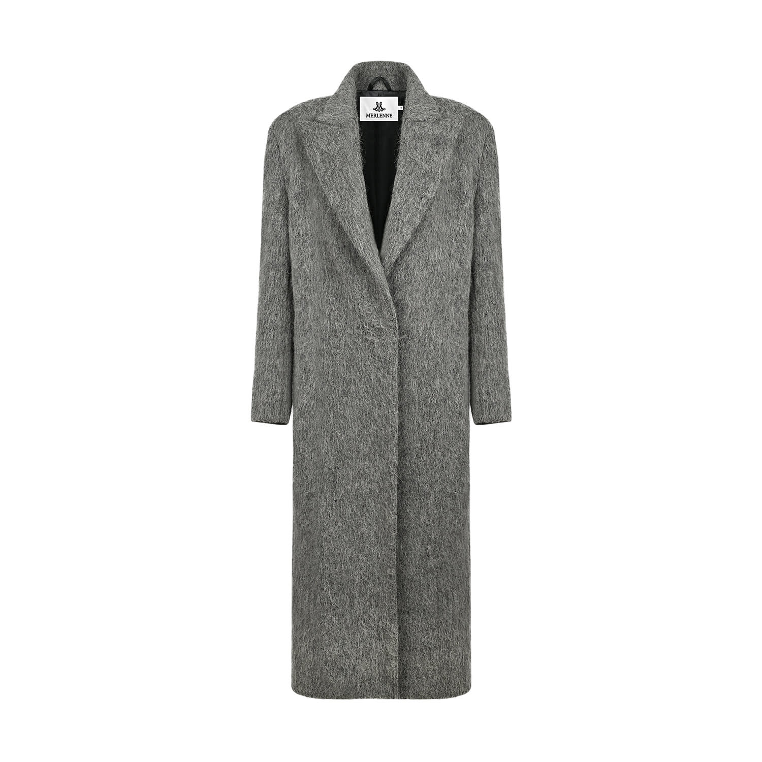 Merlenne Women's Long Straight Coat In Light Grey In Gray