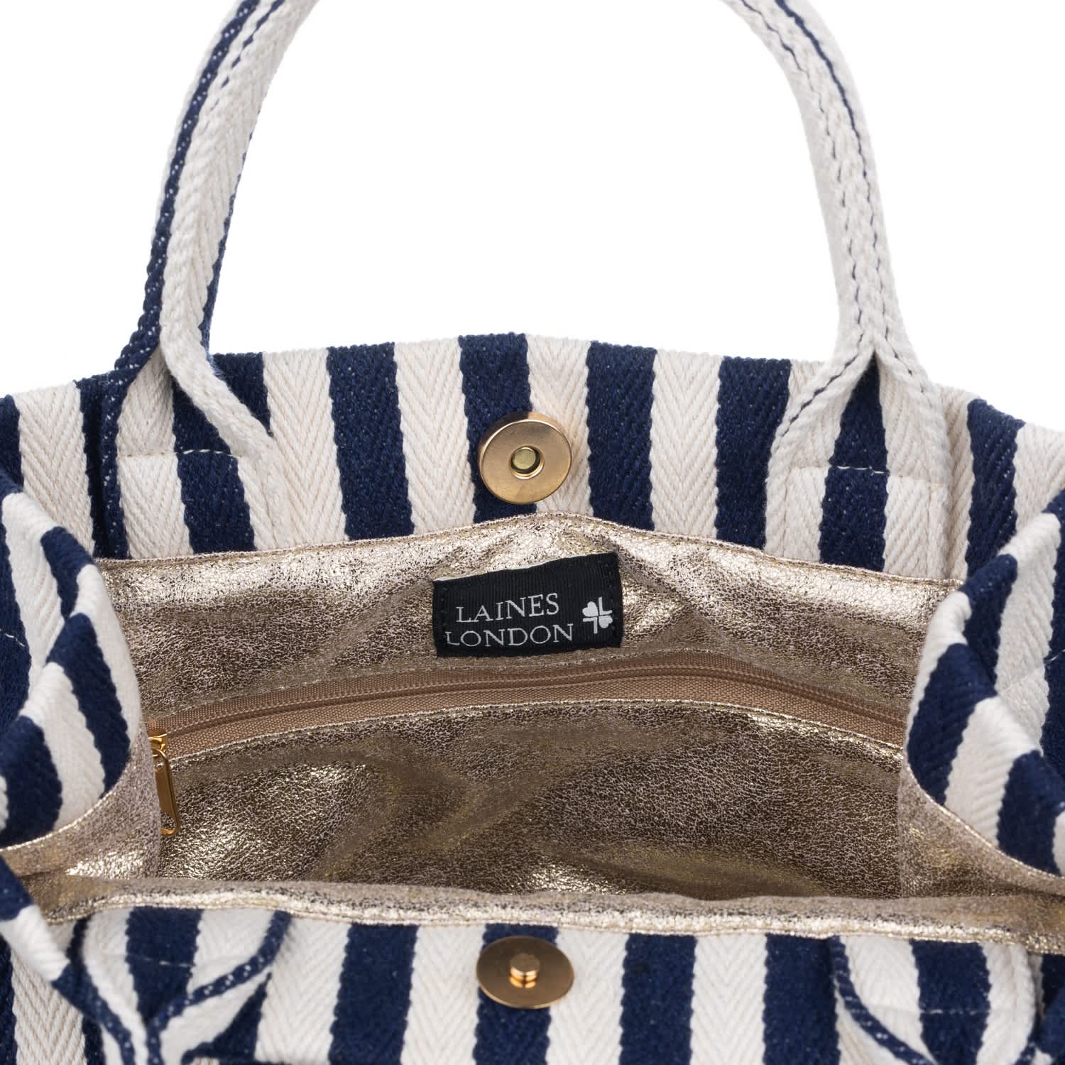 Beige & Navy Blue Tote Bag