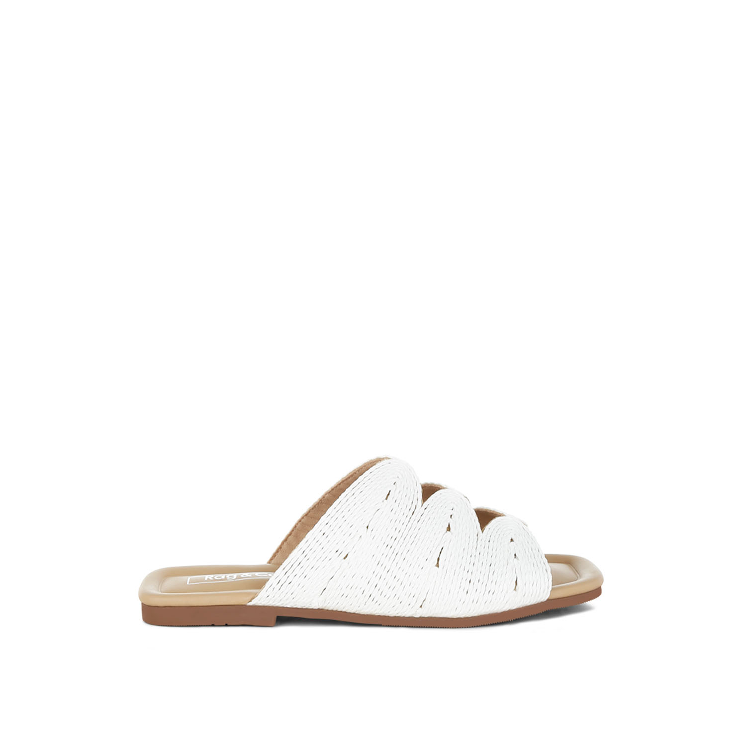 Rag & Co Women's Daisy Doe Raffia Square Toe Flats In White By