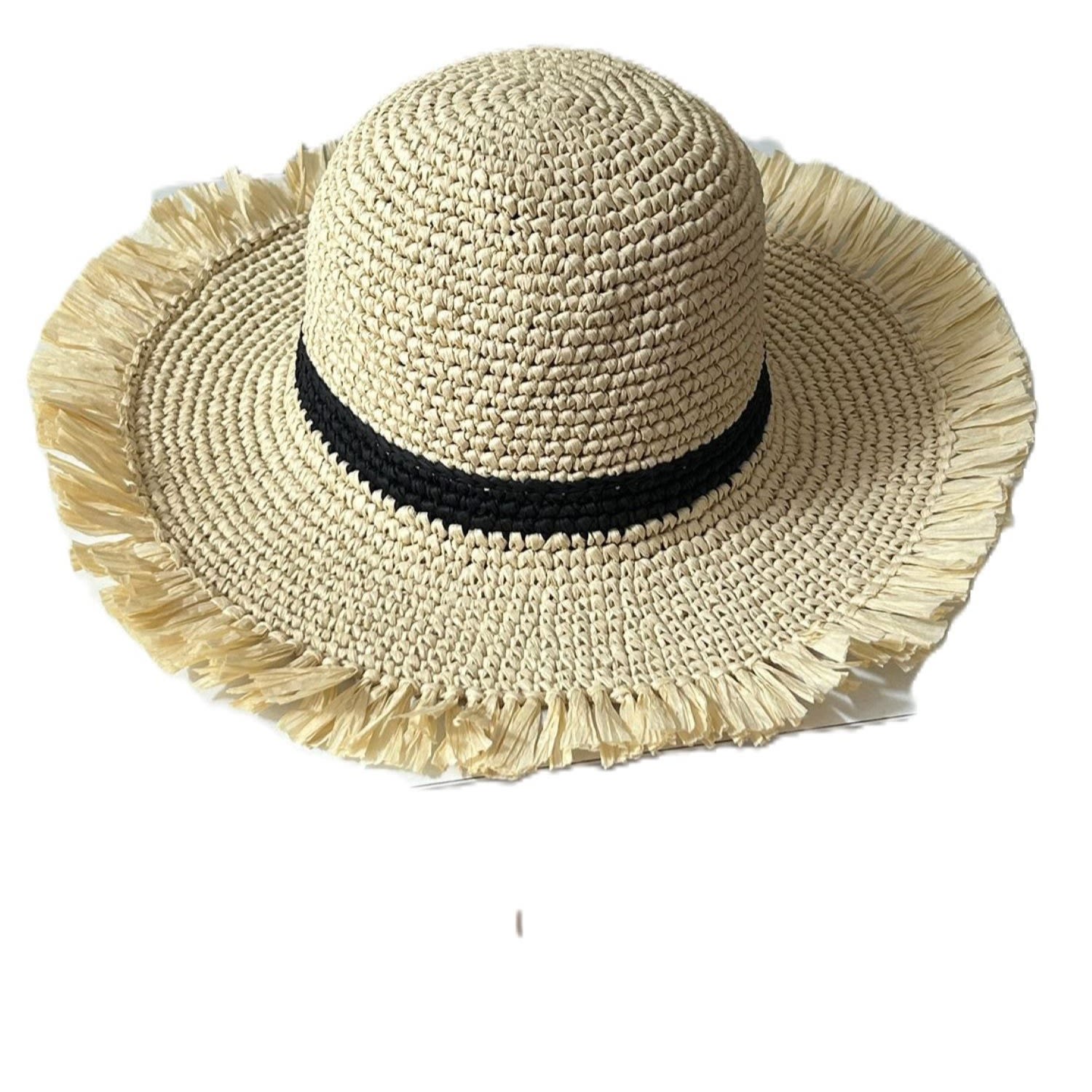Springmoonatelier Women's Neutrals Sunny Days Raffia  Striped Hats-black Circle