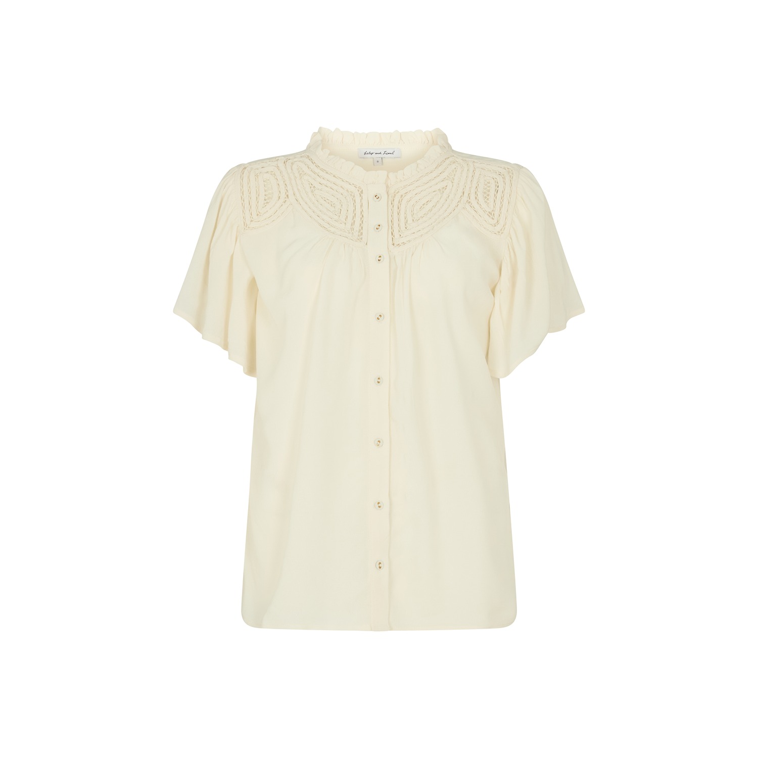 Lily And Lionel Women's White Kew Lace Insert Angel Sleeve Shirt In Cream