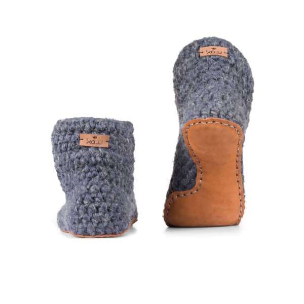 Kingdom Of Wow Men's Grey Handmade Unisex Bamboo Wool Slippers In Charcoal Gray