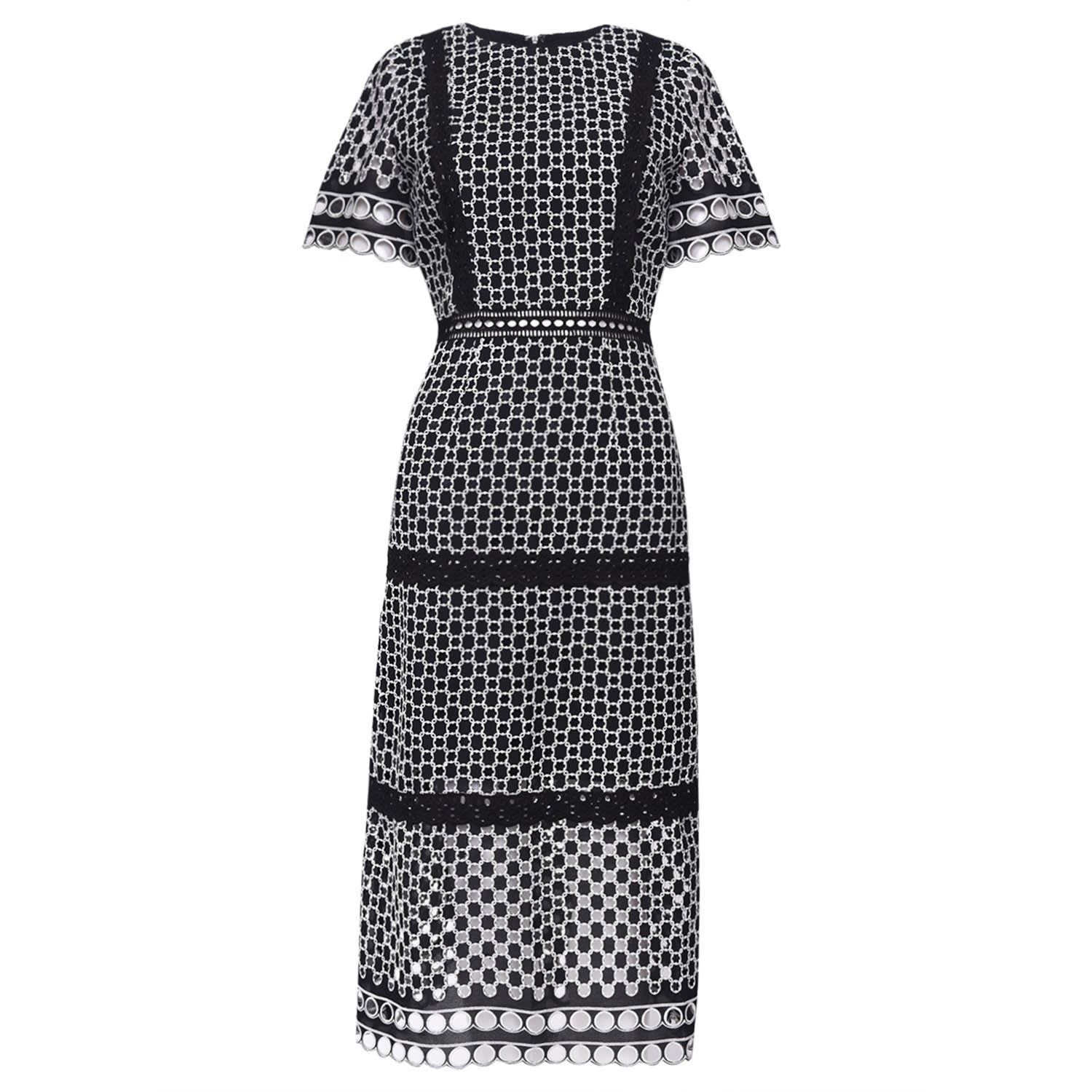 black broderie midi dress