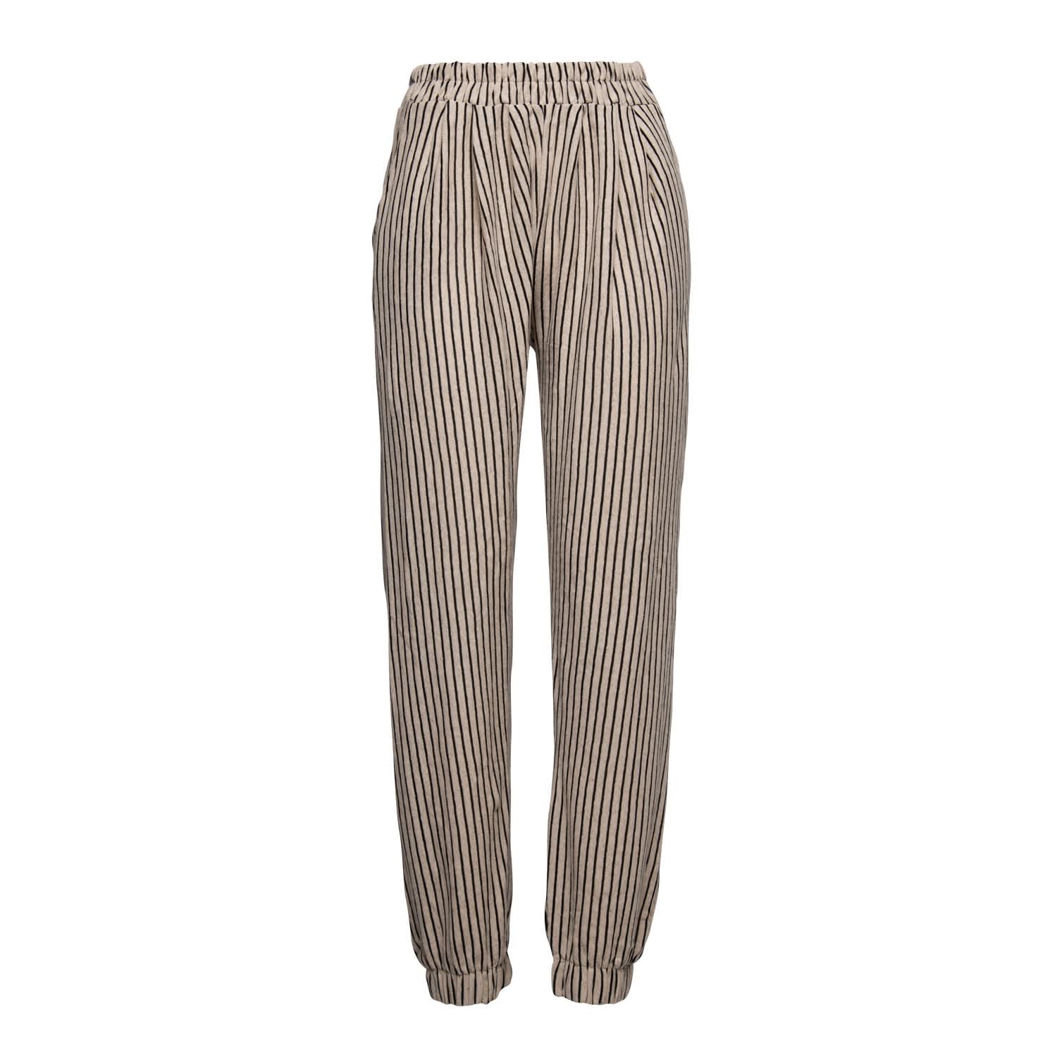 Striped Linen Pants With Elastic Legs by Bee & Alpaca