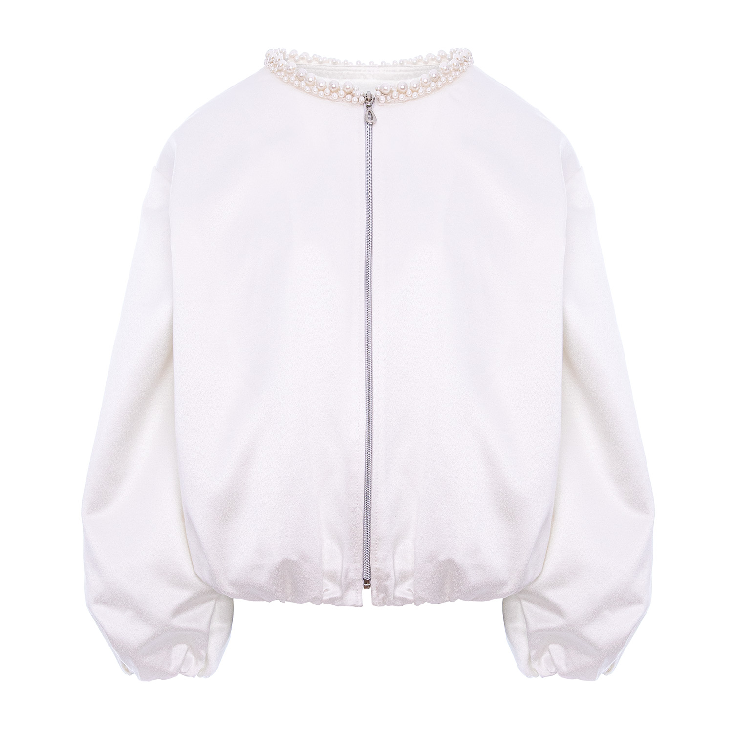 Concept A Trois Women's White Pearl-embellished Jacquard Bomber-  Special Capsule " Self" Ready To Wear In White