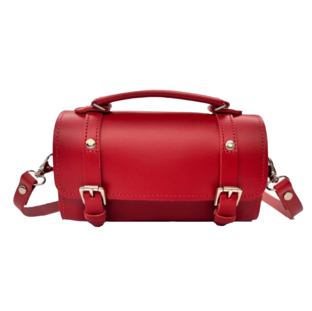Zatchels Women's Handmade Leather Bowler Bag - Red In Red