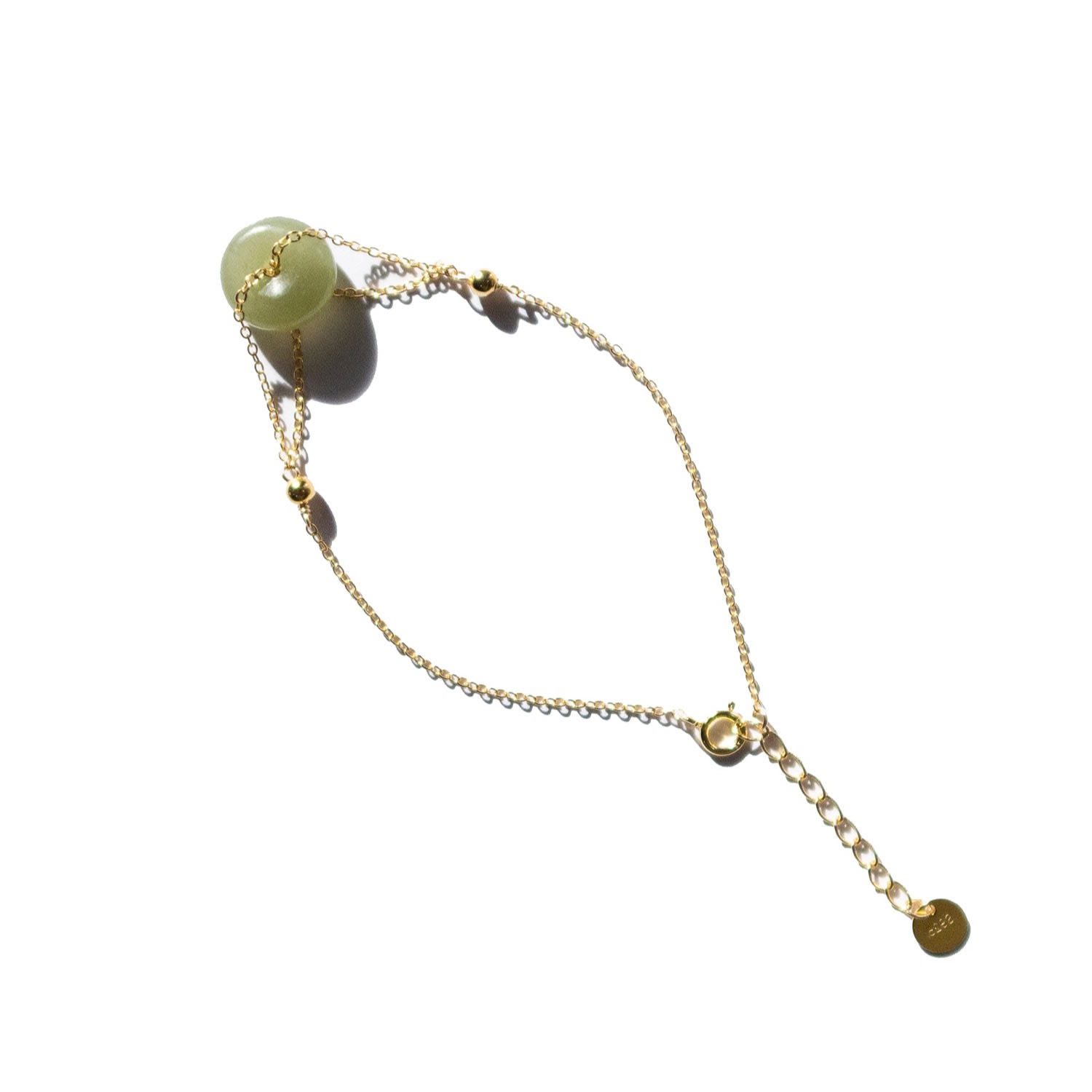 Seree Women's Gold / Green Coin Green Jade Gold Bracelet