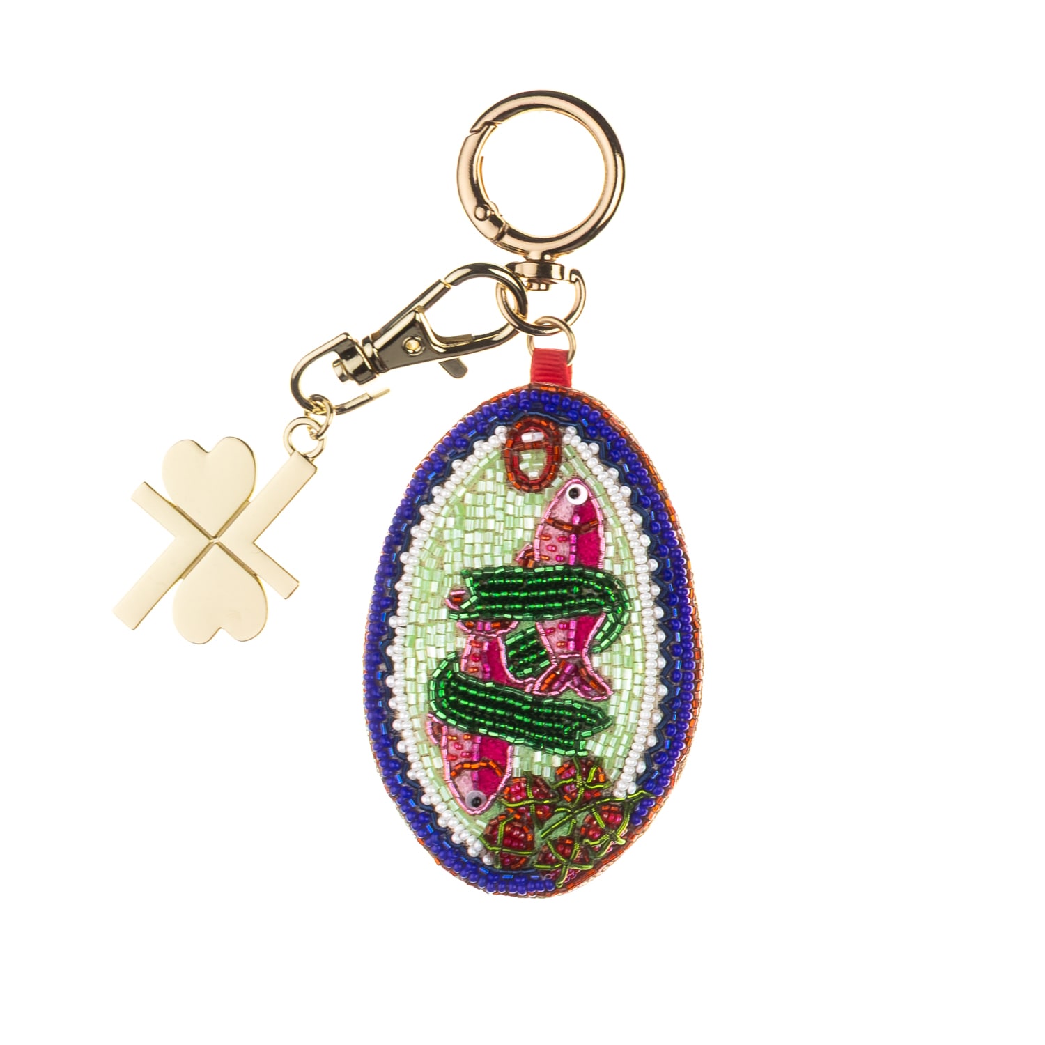 Women's Blue / Green / Pink The Coastal Catch Hand-Beaded Bag Charm | Laines London