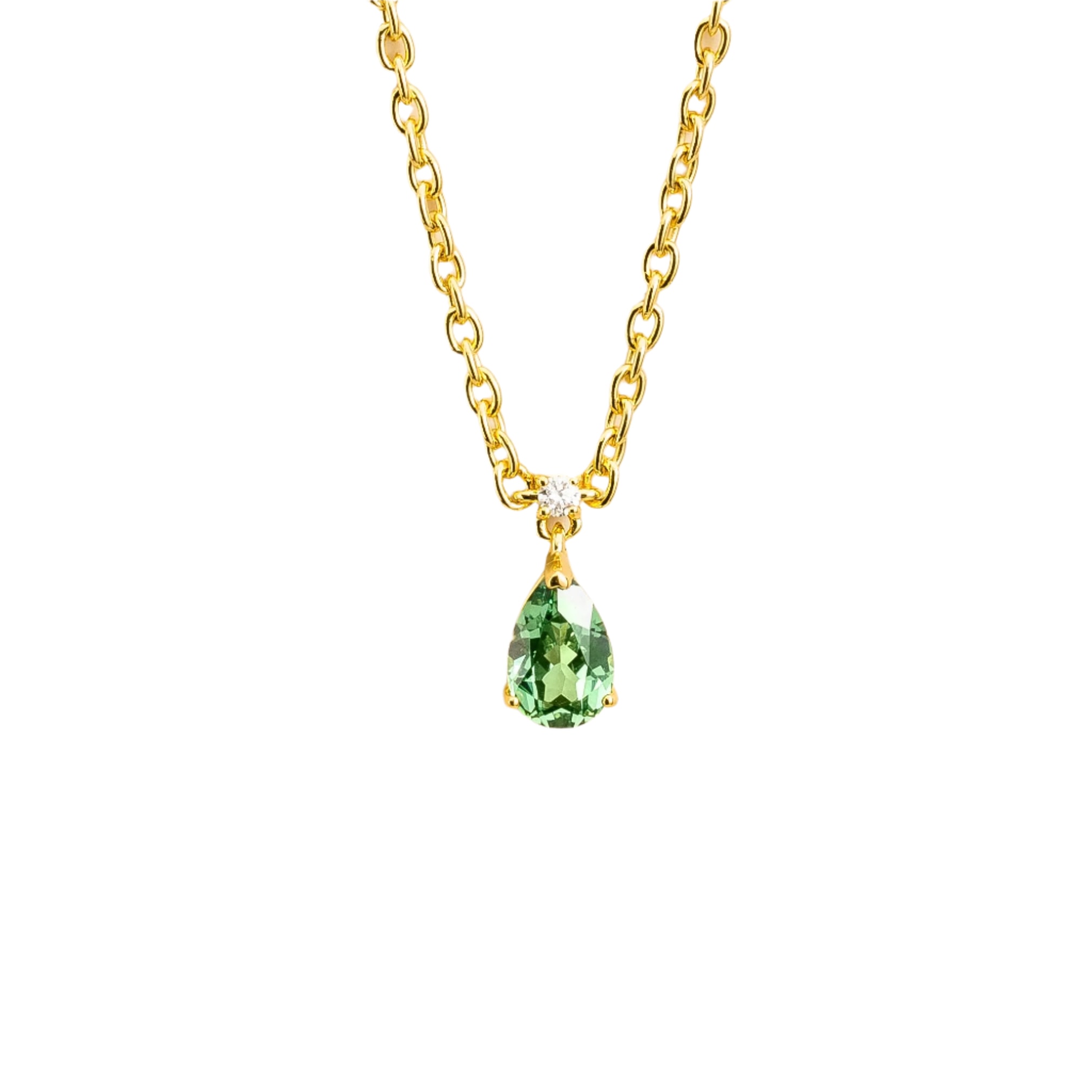 Juvetti Women's Gold / Green / White Ori Small Pendant Necklace In Green Sapphire & Diamond Set In Gold