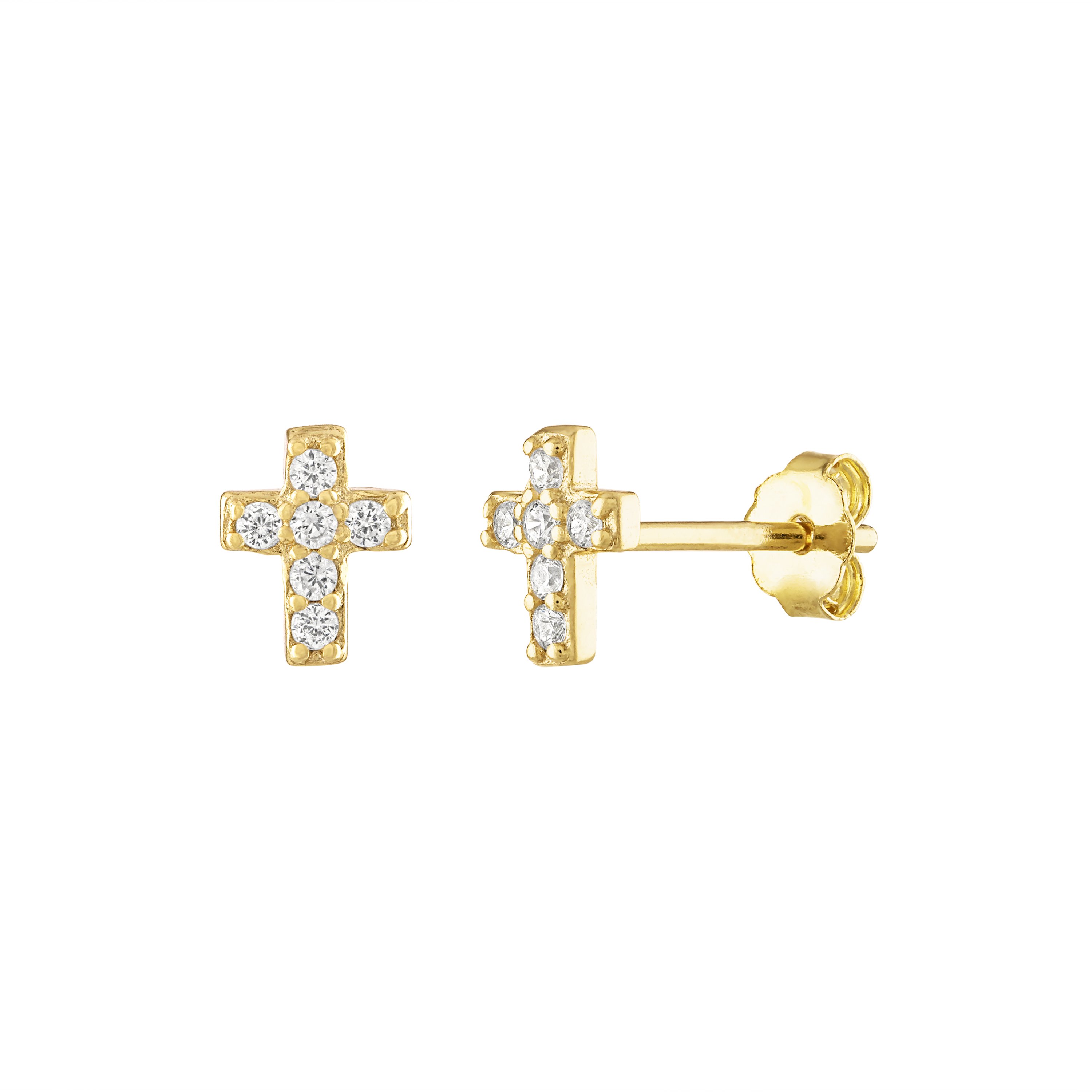 Women’s Faith Pave Gold Stud Earrings Olivia Le