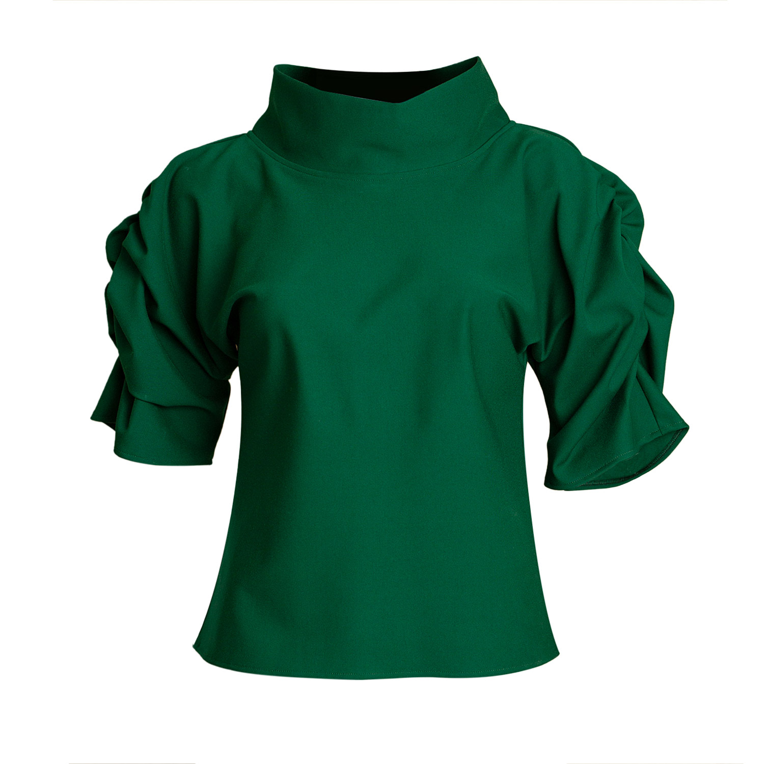 Bianca Popp Women's Puff Blouse With Collar In Green In Green