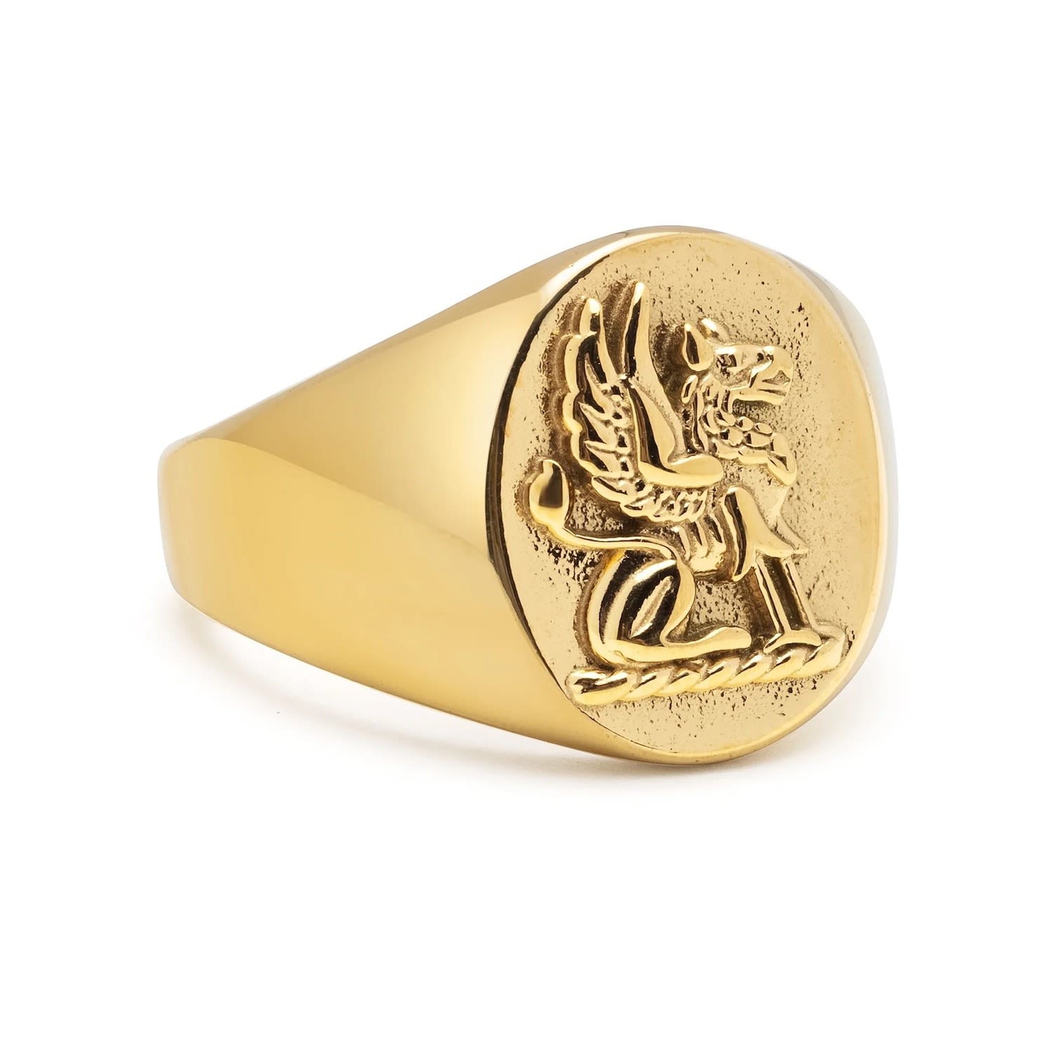 Men Stainless Steel Lion Crest Ring With Gold Plating Nialaya