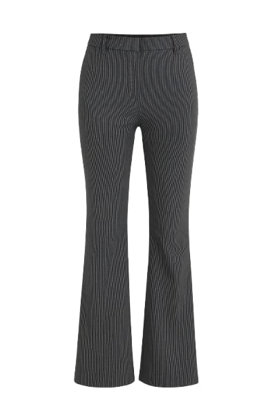 Conquista Women's Grey Mid Rise Straight Striped Trousers In Gray