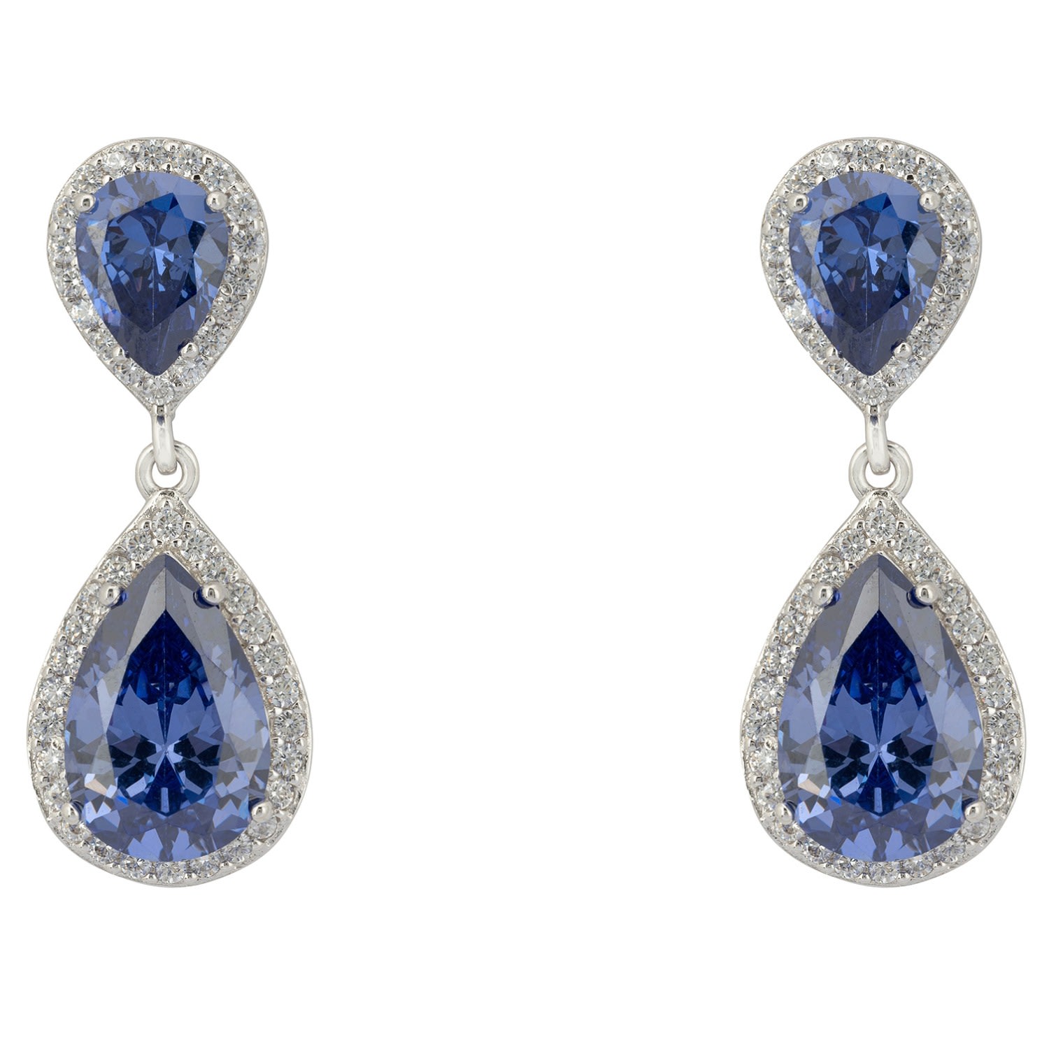 Latelita Women's Blue / White / Silver Odette Teardrop Tanzanite Earrings Silver In Multi