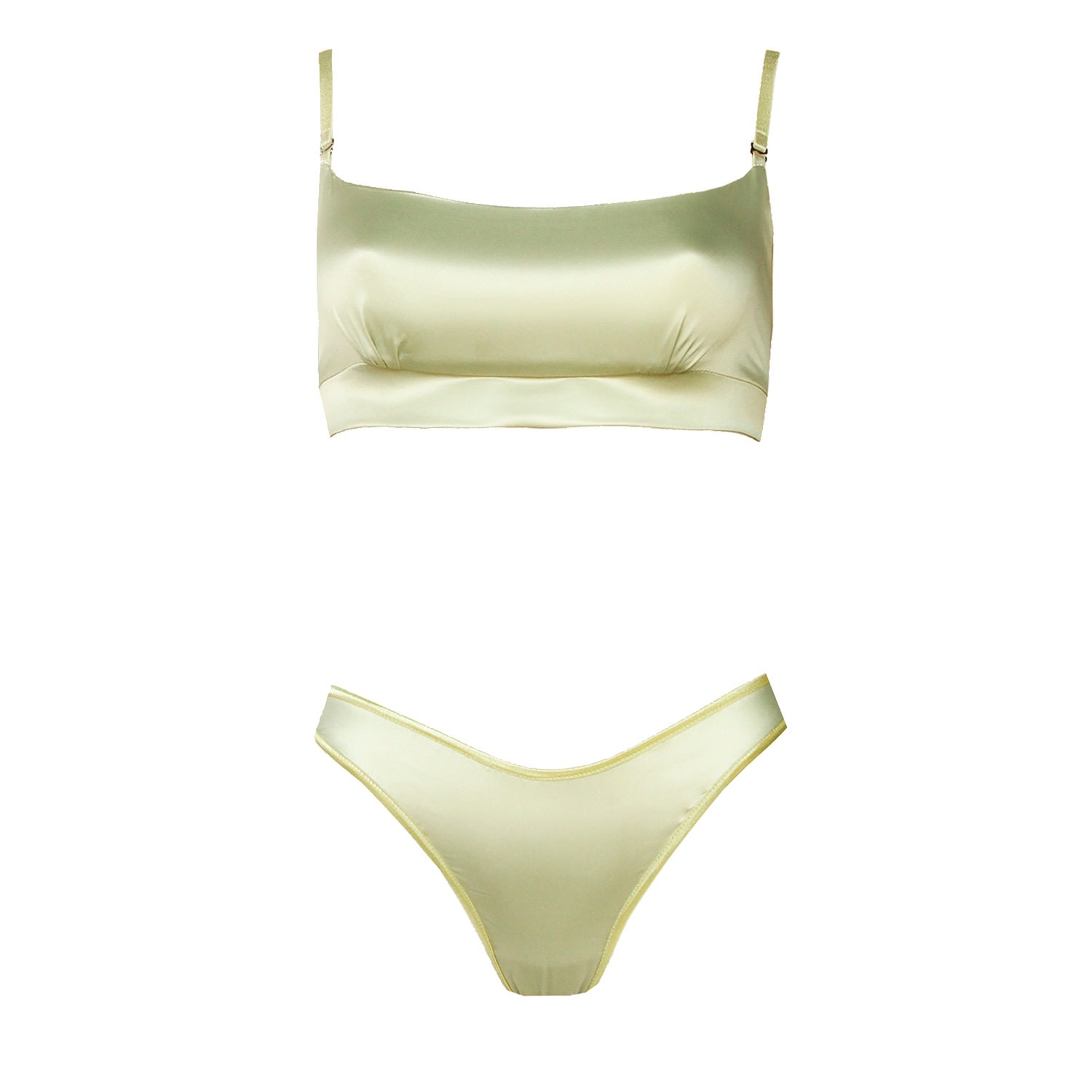 La Musa Women's Gold Pistachio Cream Lingerie Set In Green