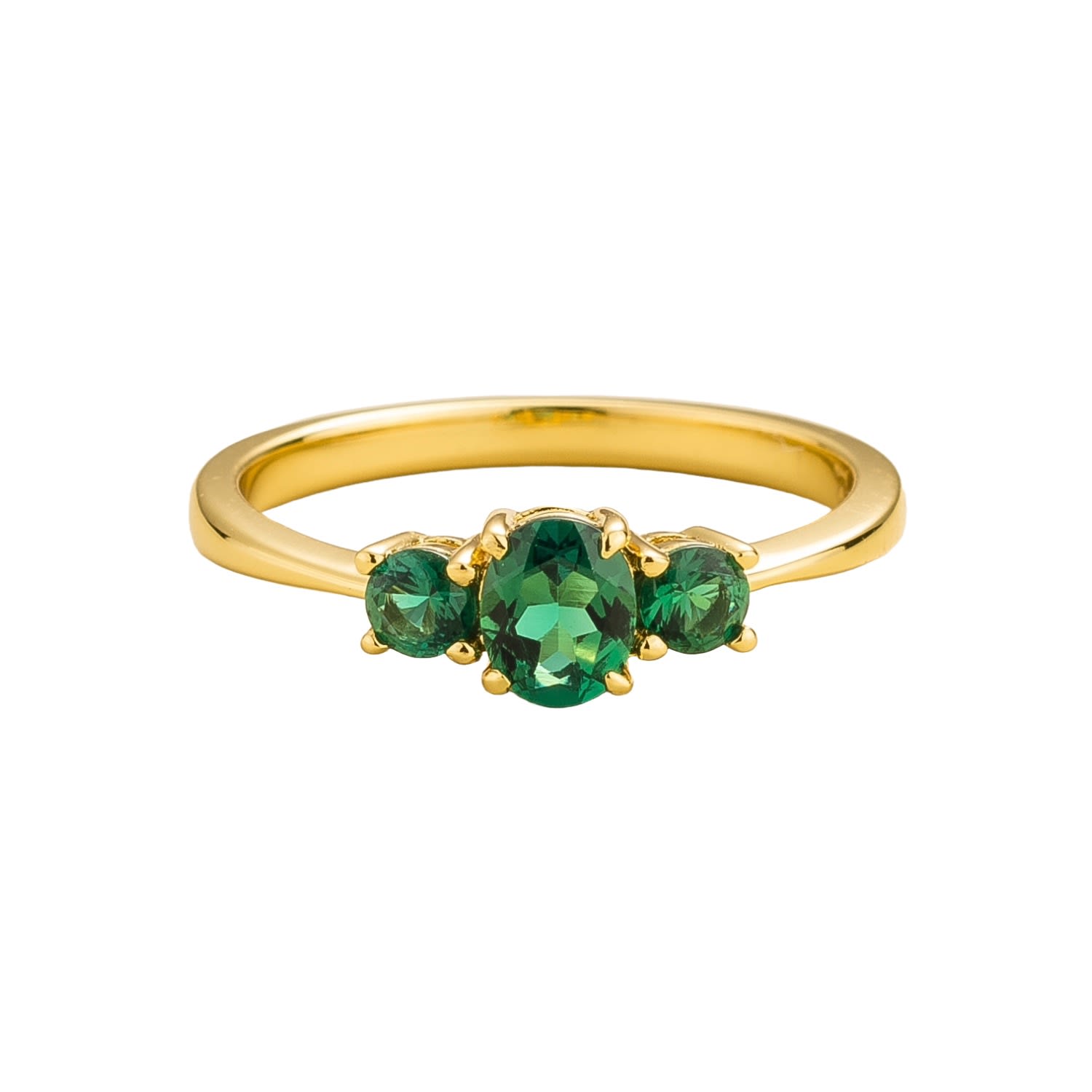 Women’s Gold / Green Boble Ring In Emerald Set In Gold Juvetti