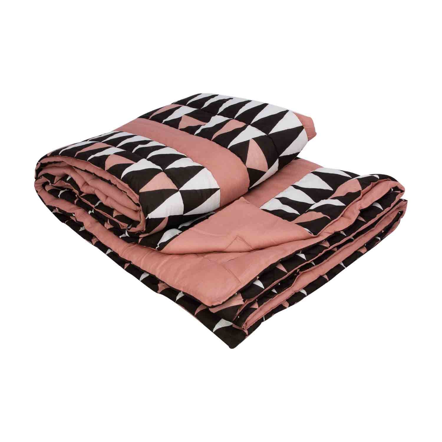 Pink / Purple Pink & Black Geometric Pattern Quilt Rockett St George