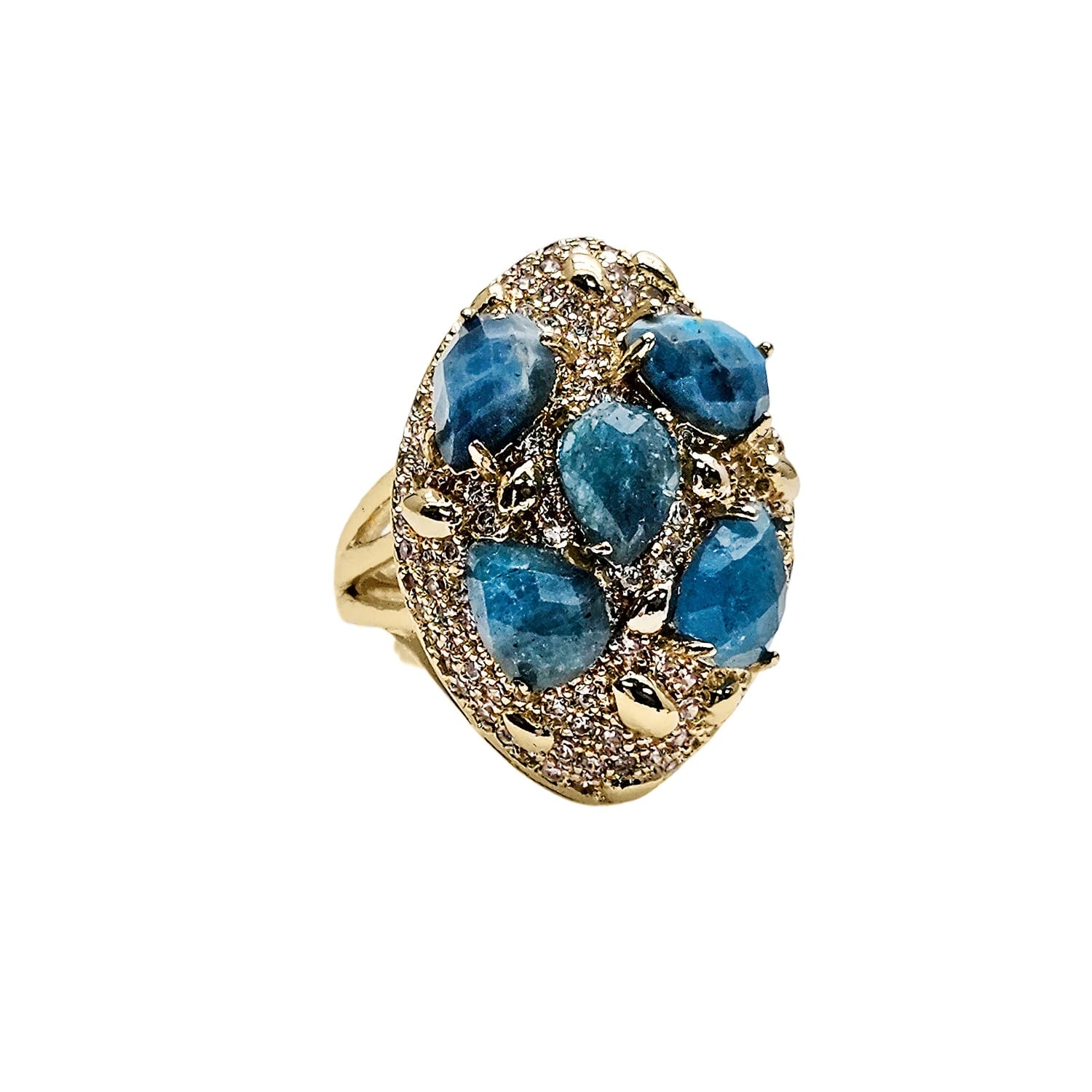 Farra Women's Blue Apatite Stone Cocktail Ring