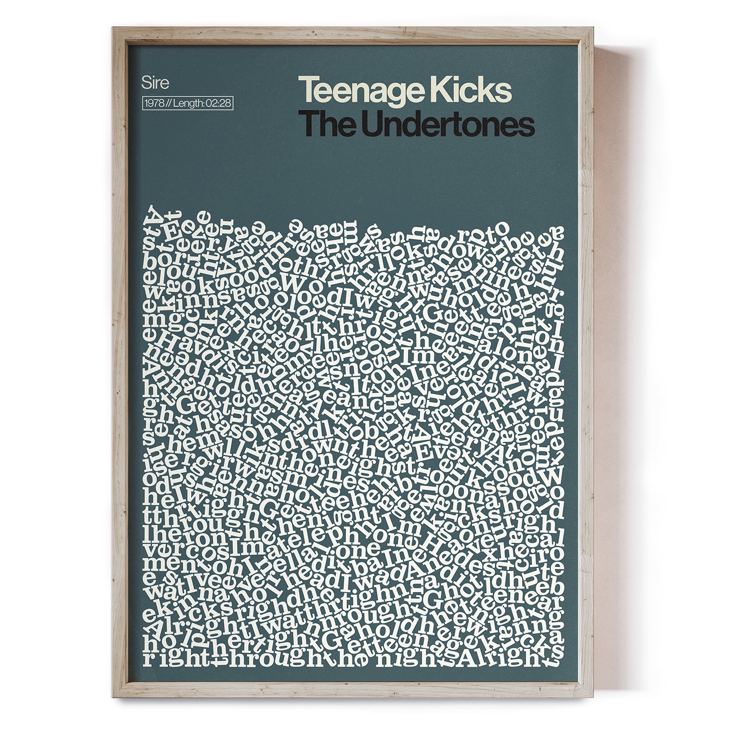 Teenage Kicks - The Undertones - Song Lyric Print A0 841 X 1189Mm Reign & Hail