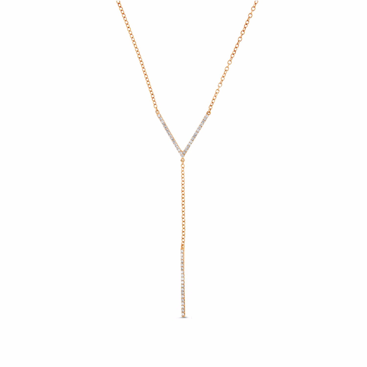 Women’s Diamond Lariat Necklace 18K Rose Gold Cosanuova