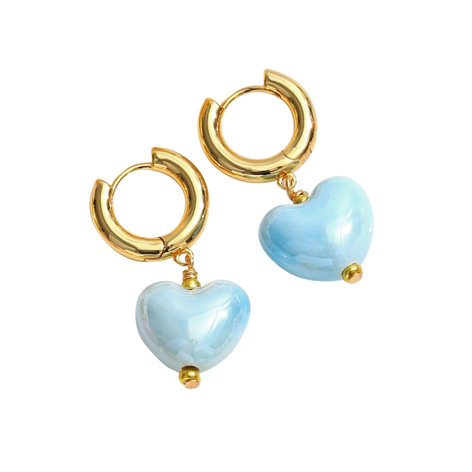 Shop Classicharms Women's Blue Ceramic Heart Dangle Earrings