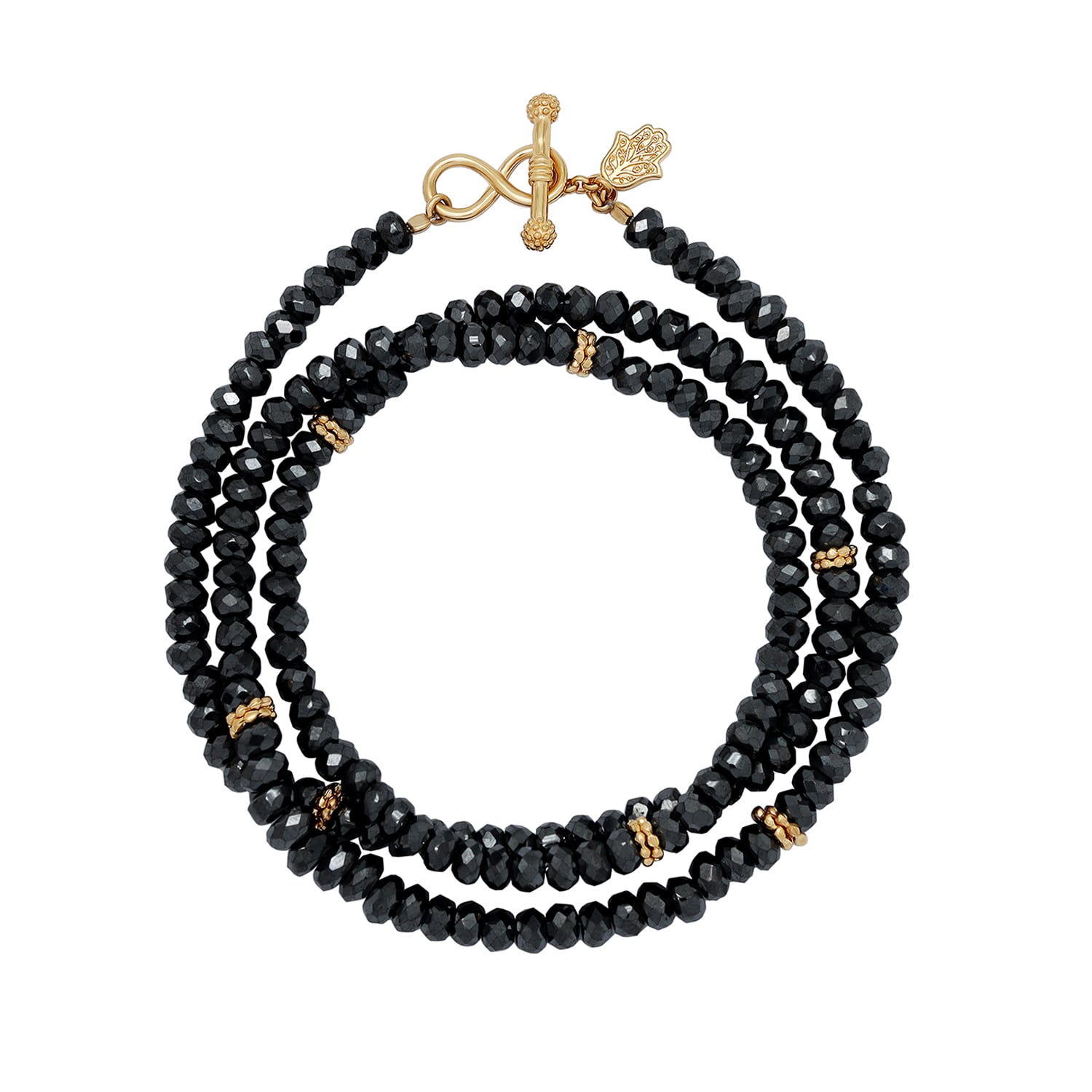 Karma And Luck Women's Black / Gold Eternal Strength Black Onyx Infinity Wrap Bracelet
