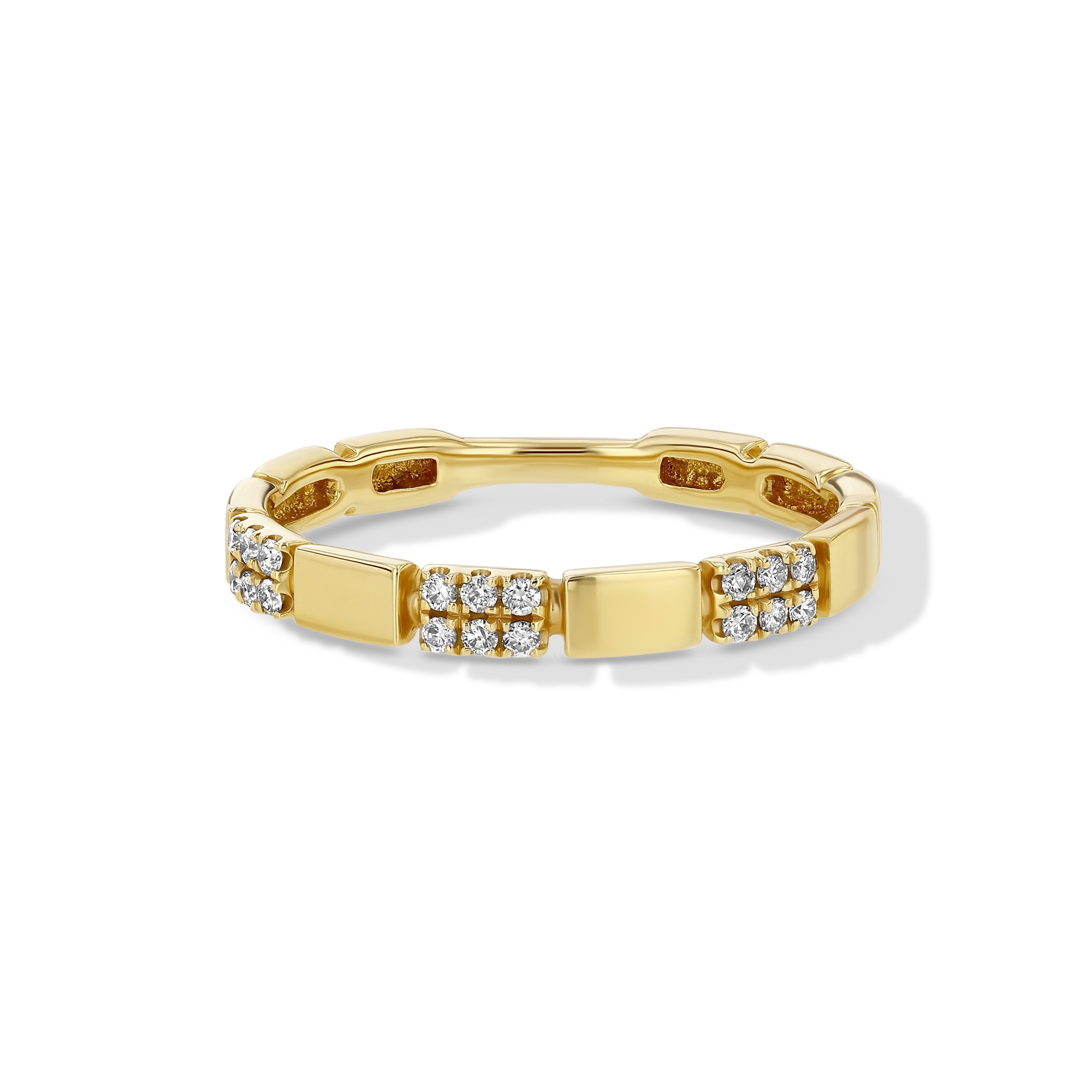 Jewelbird Women's Gold Diamond Grid Ring