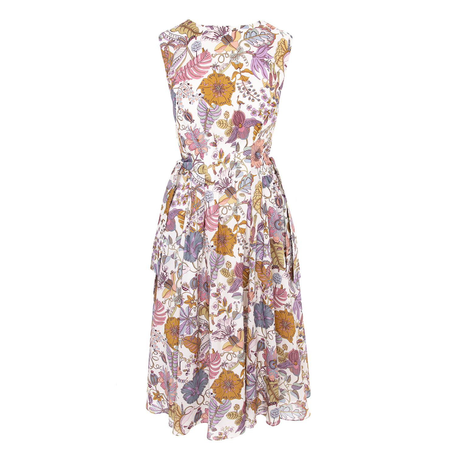 Women’s Pink / Purple Grazia Midi Dress With Drawstrings At The Waist Fantasy Land Print In Tana Lawn Cotton M/L Ipanomi