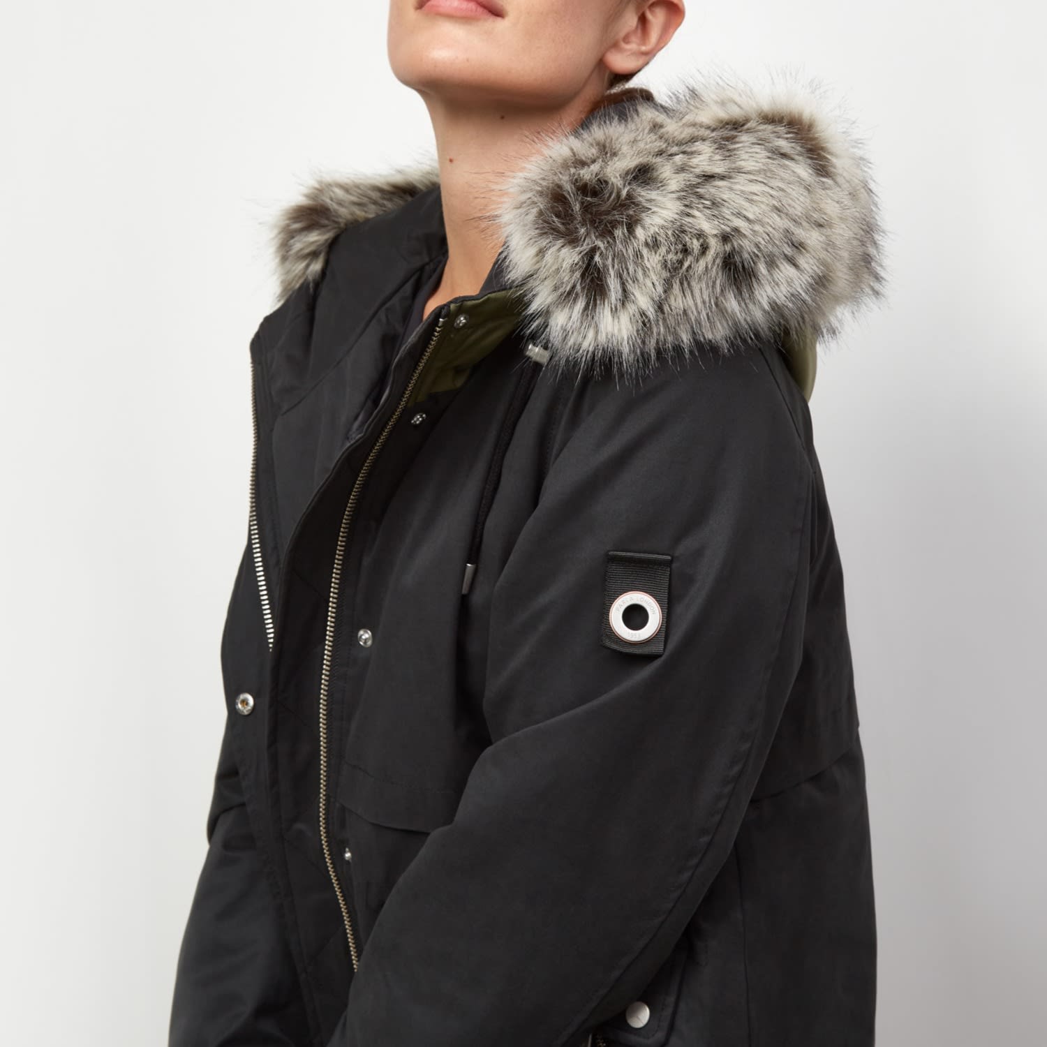 Wanderer Faux Fur Jacket Black Parka London Wolf Badger