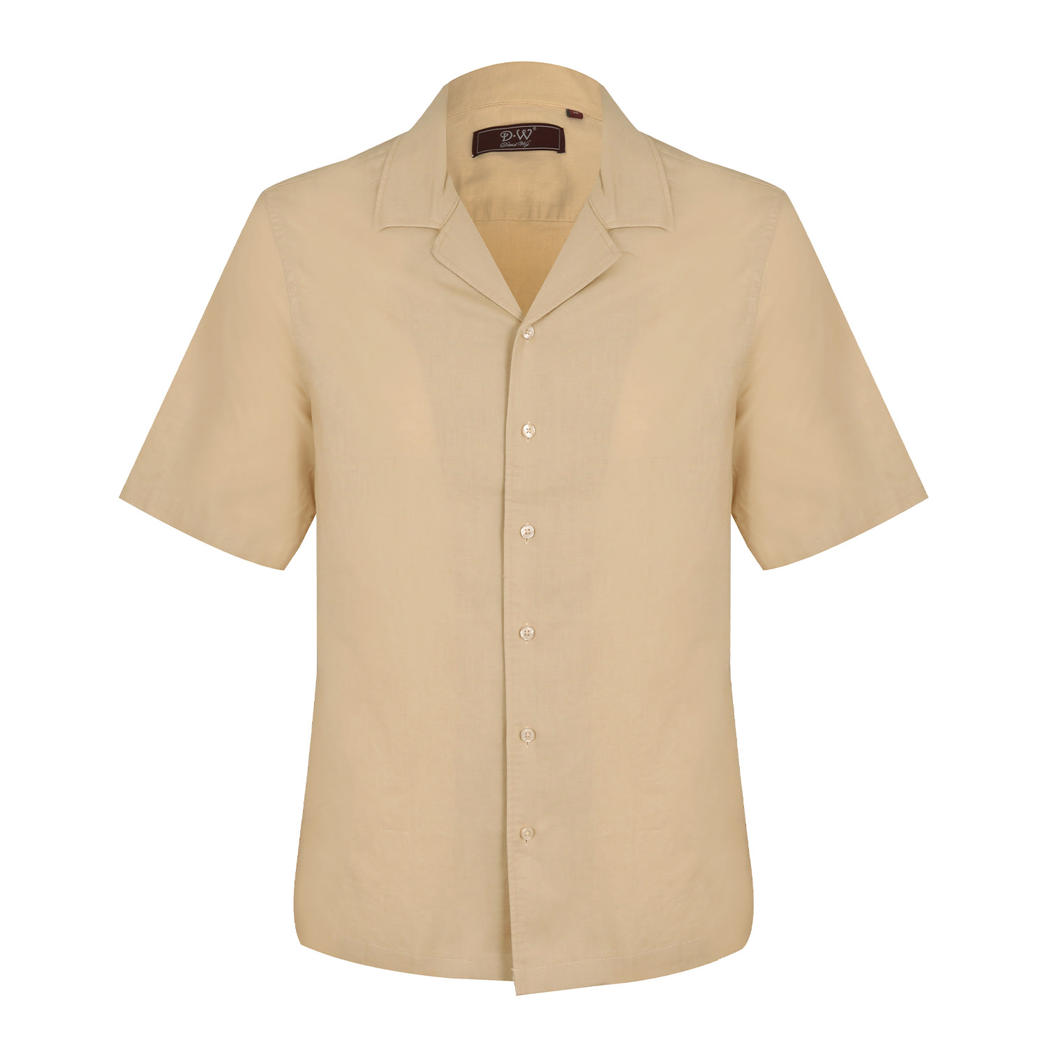 David Wej Men's Neutrals Hugo Linen Cuban Collar Shirt - Beige In Sand