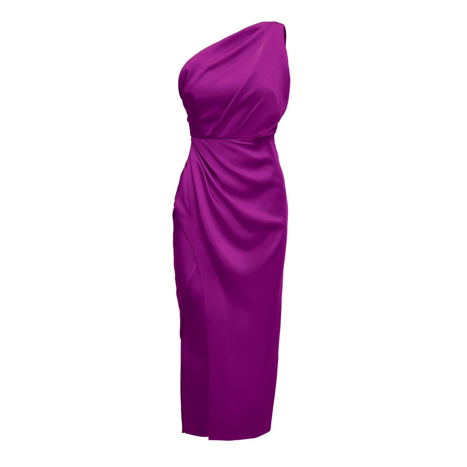 Bluzat Women's Pink / Purple Purple Midi Dress With Slit In Pink/purple