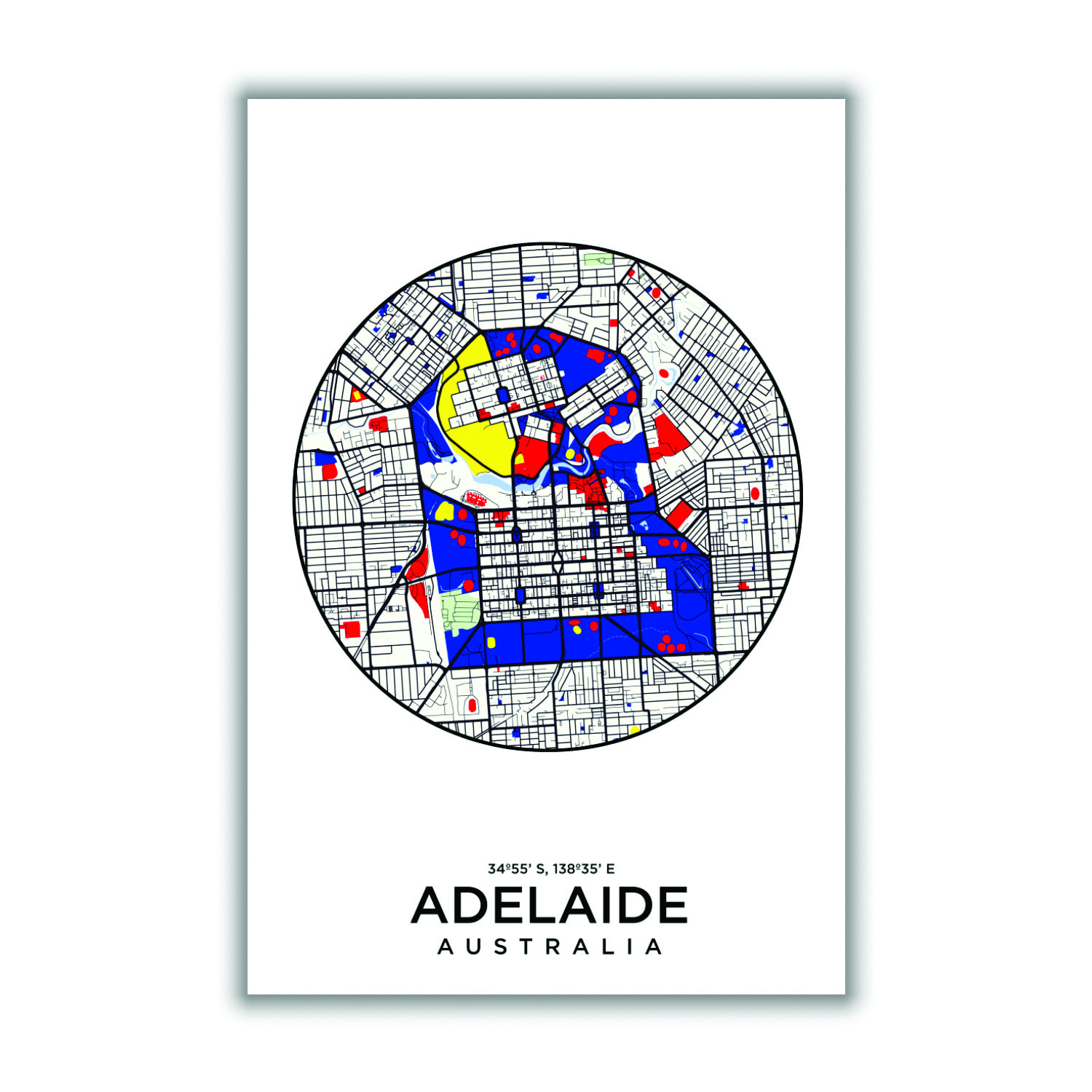 Blue Map Of Adelaide Australia Xxs Stanley Print House