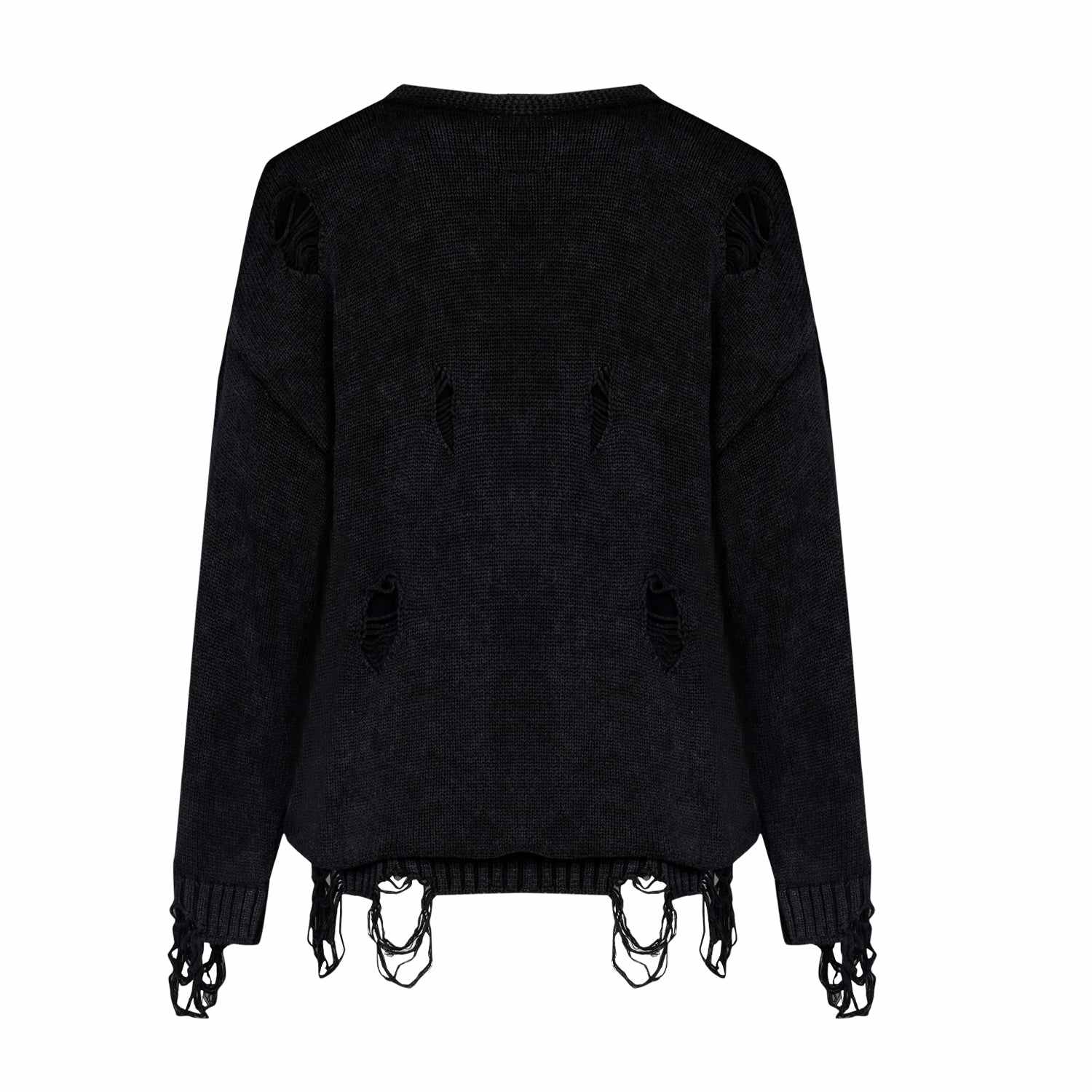 Your Itch Ripped Knit Cardigan - Jet Black | PCFG | Wolf & Badger