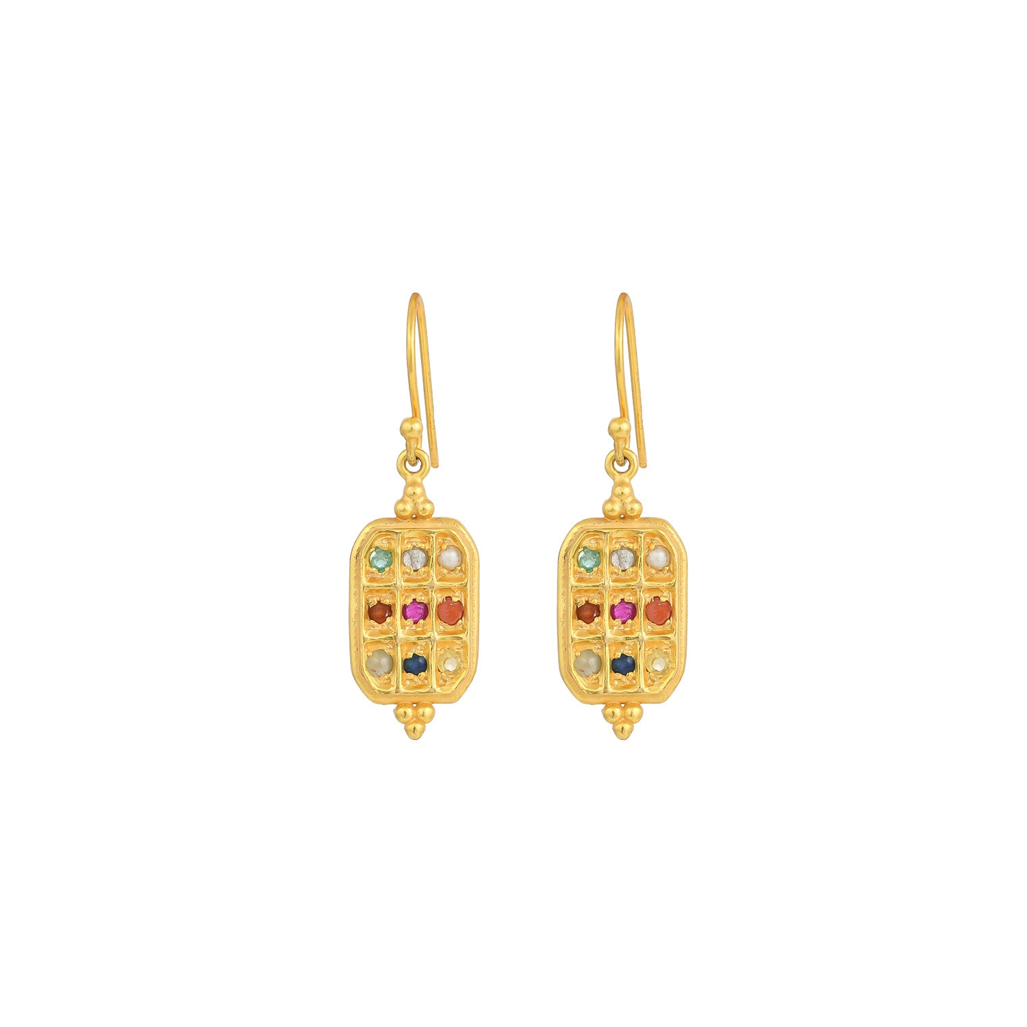 Opium Jewels Women's Gold Sacred 9 Stone Navratna Earrings In Gold